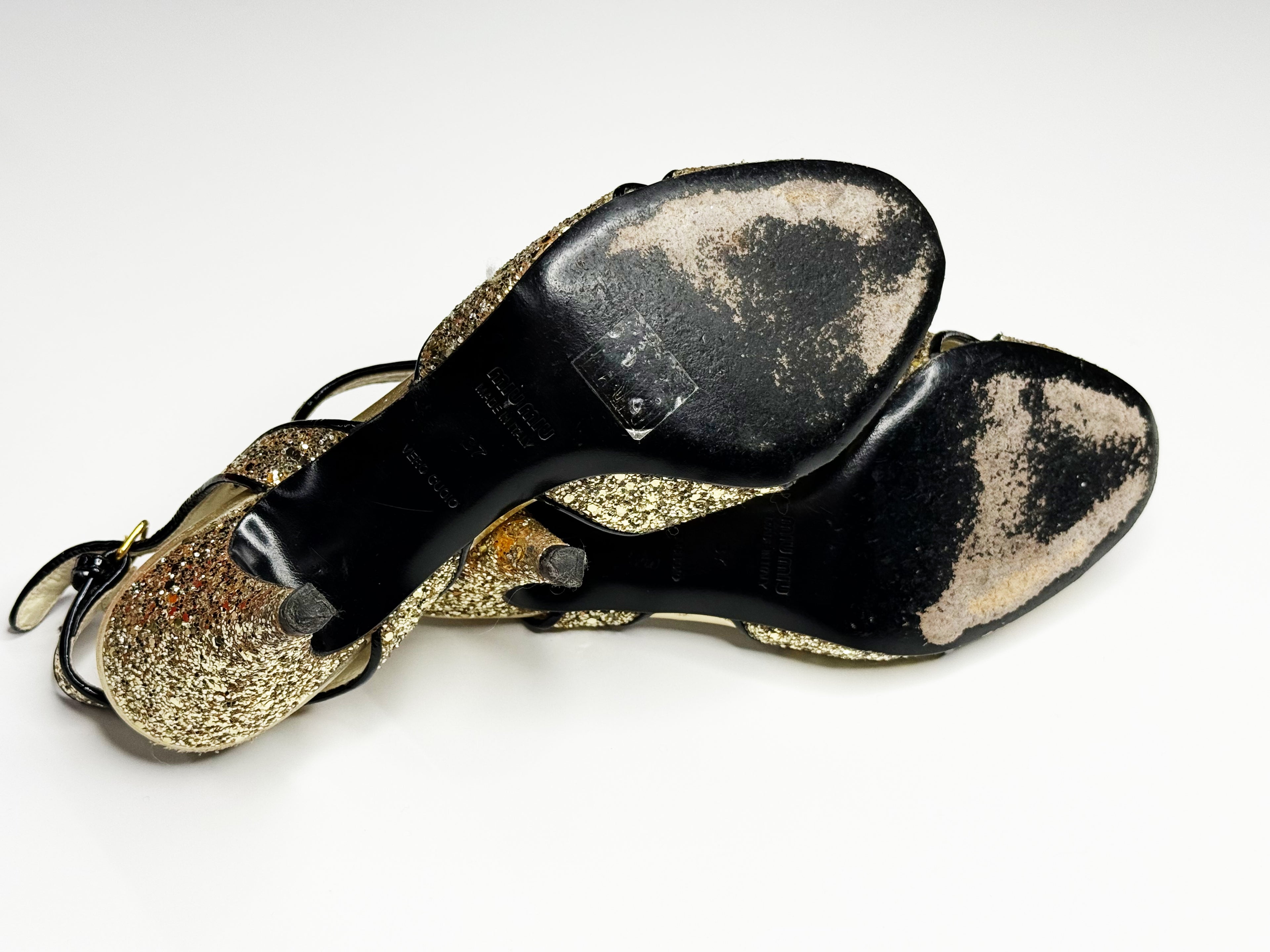 Miu Miu Glitter Crystal Embellished Heels