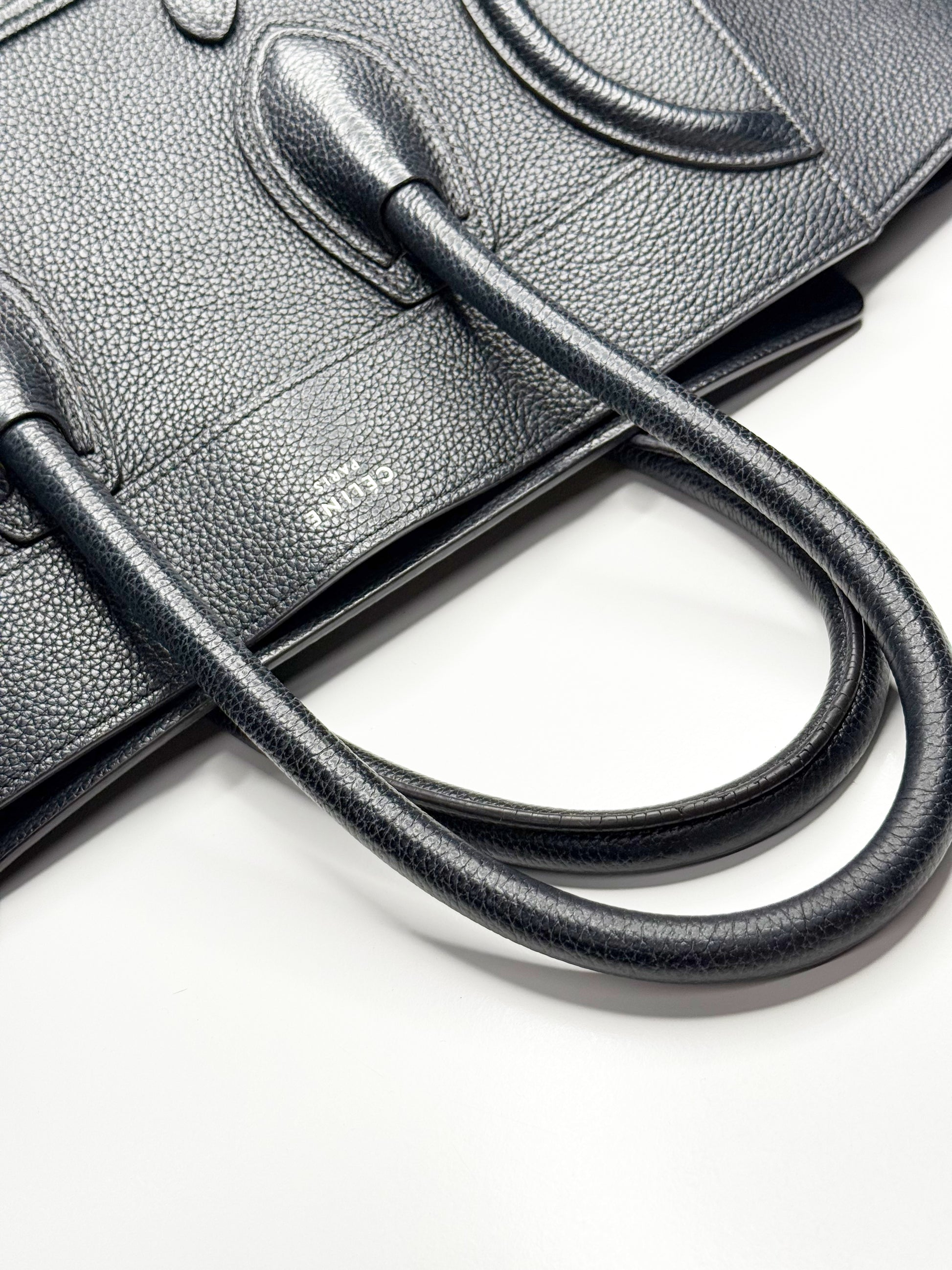 CÉLINE Mini Luggage Tote in Black Grained Calfskin (With Tags)