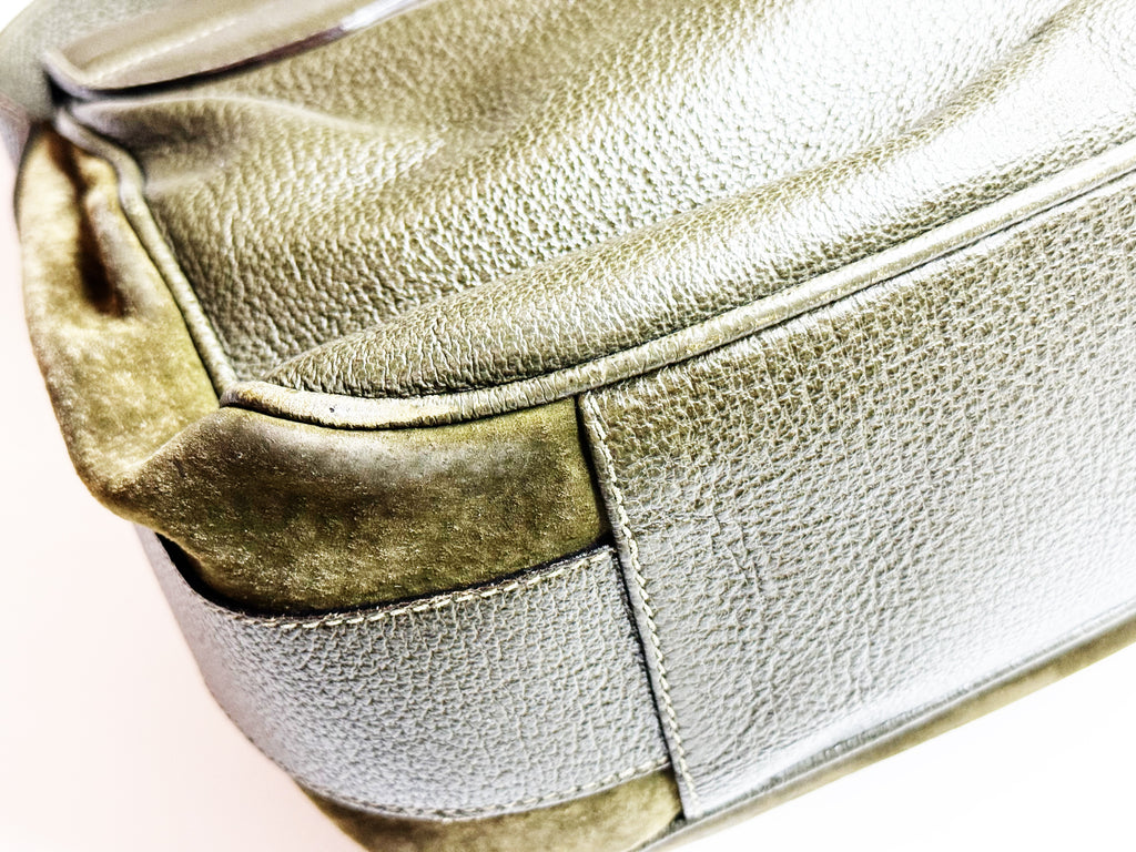 Vintage Gucci Green Suede & Leather Shoulder Bag