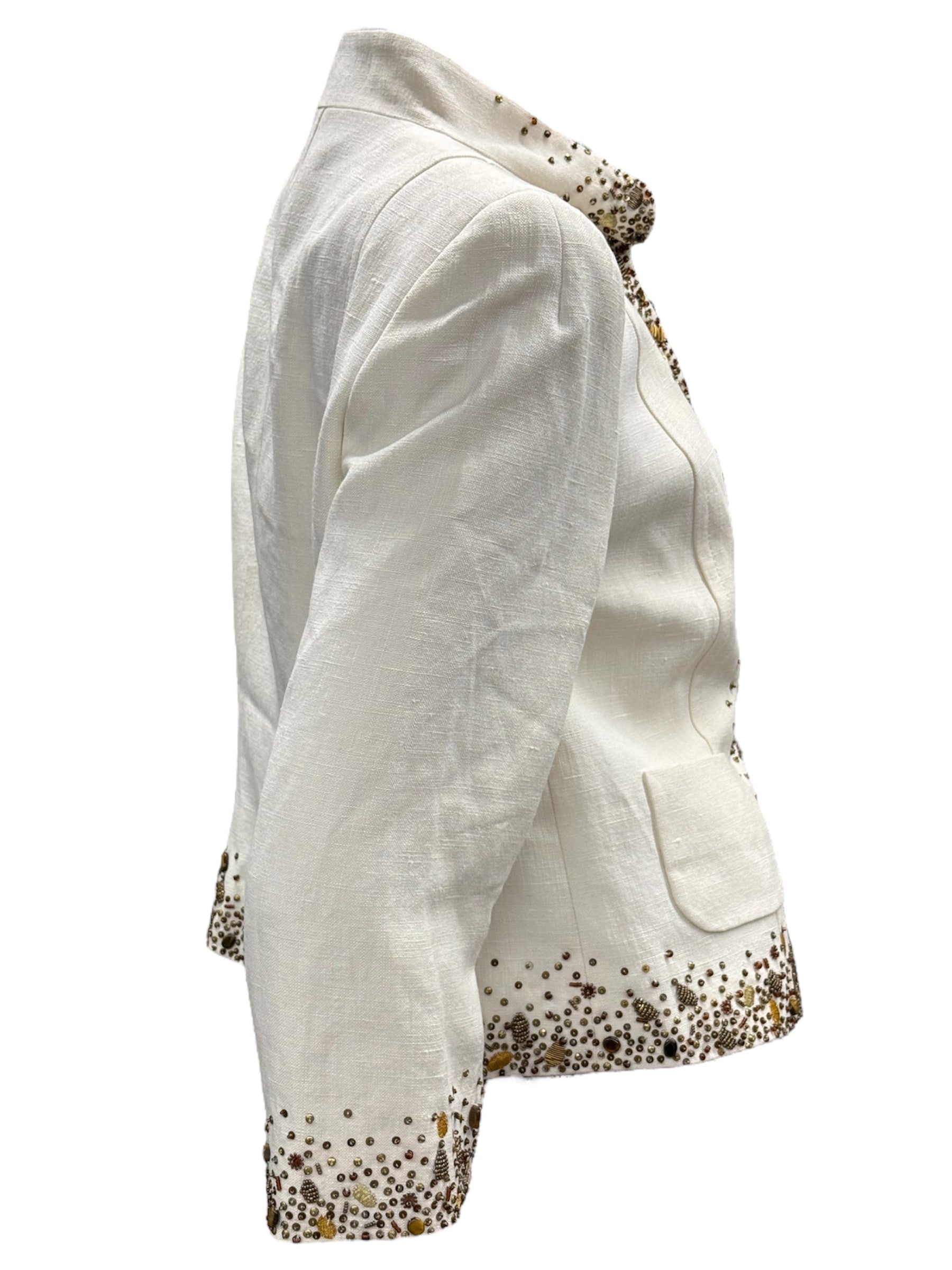 Escada Embellished Silk-Linen Jacket