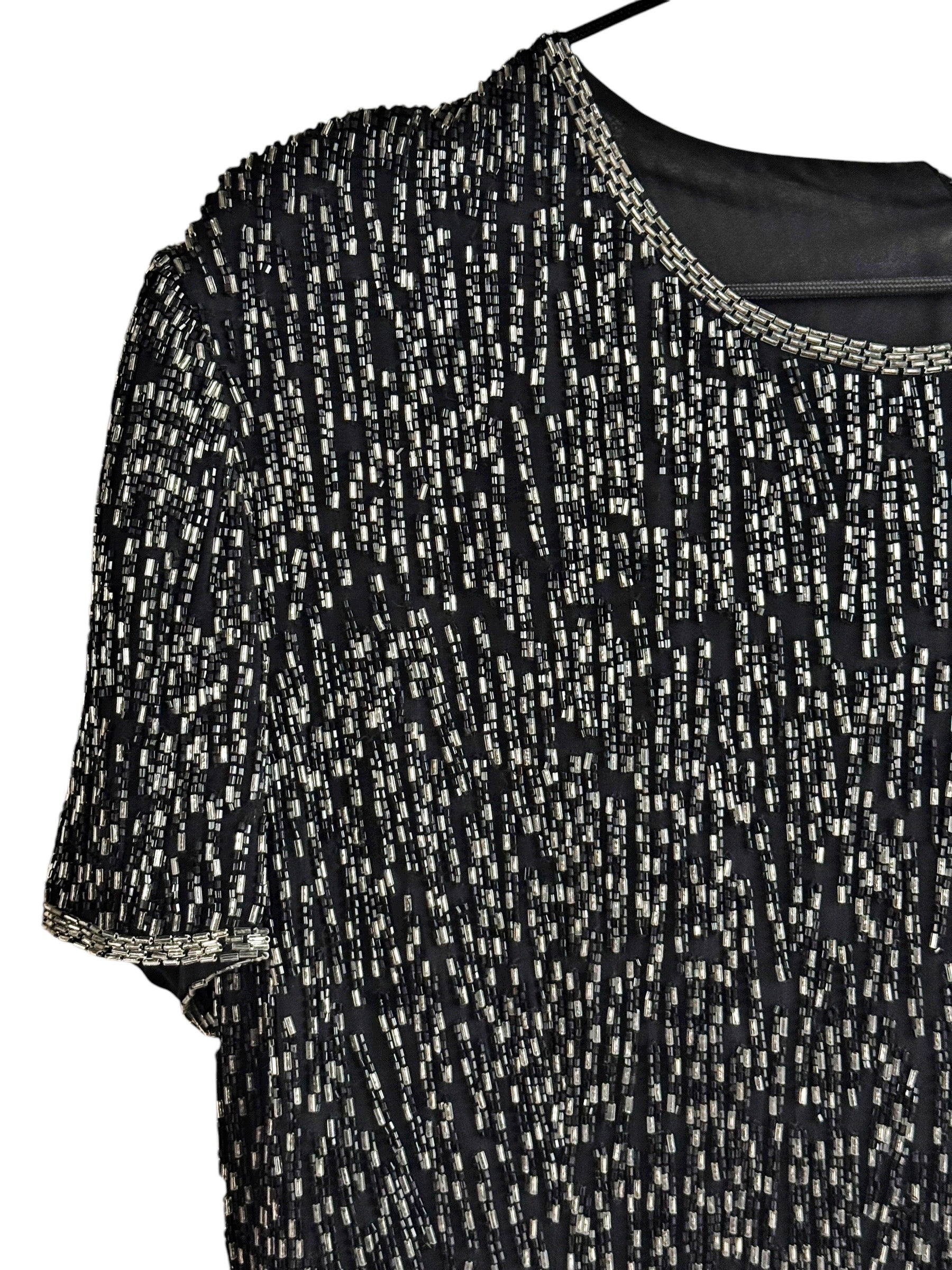 Eva Lie Beaded Silk Top - M