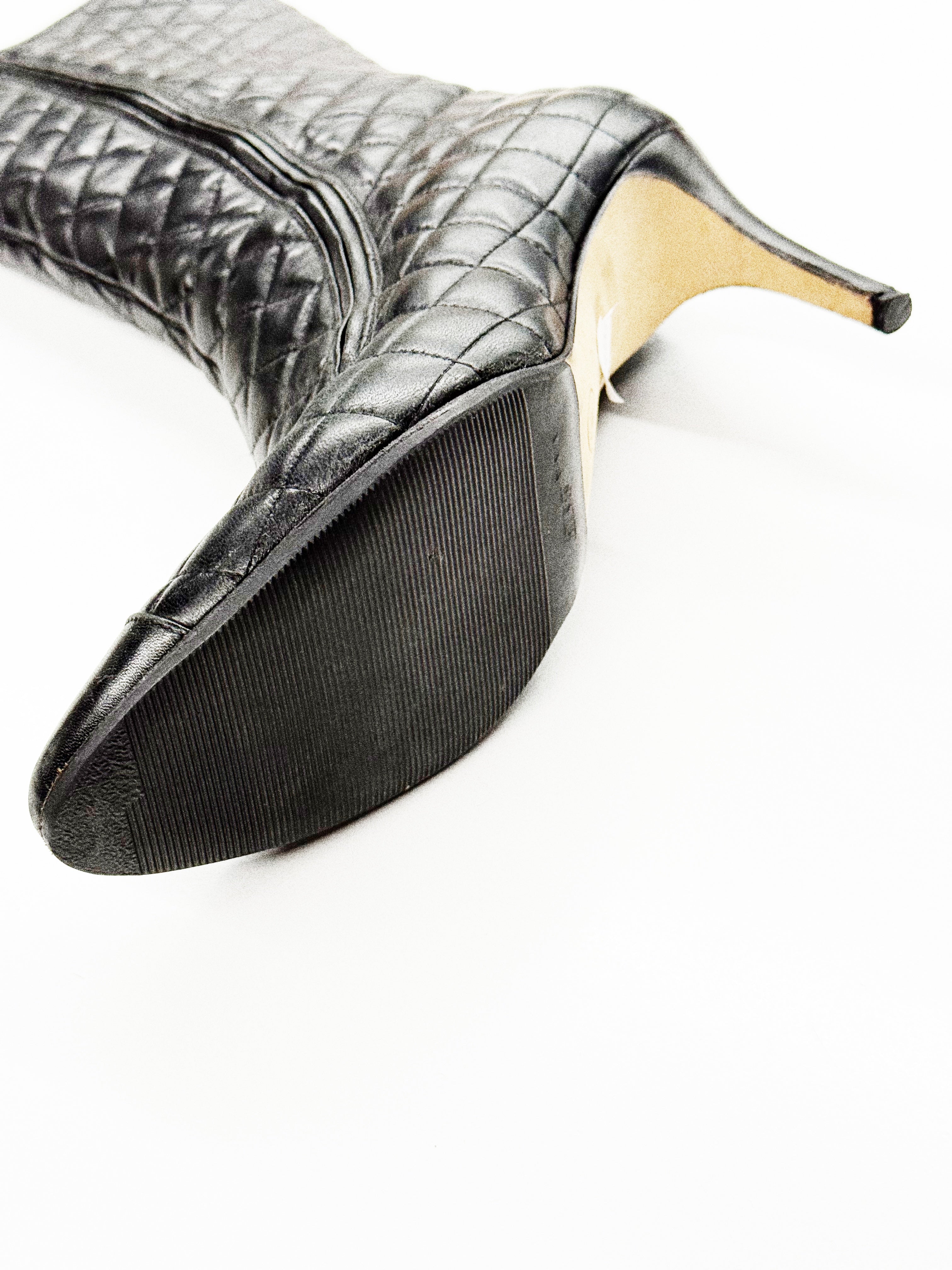 Chanel Quilted Leather Knee-High Boots