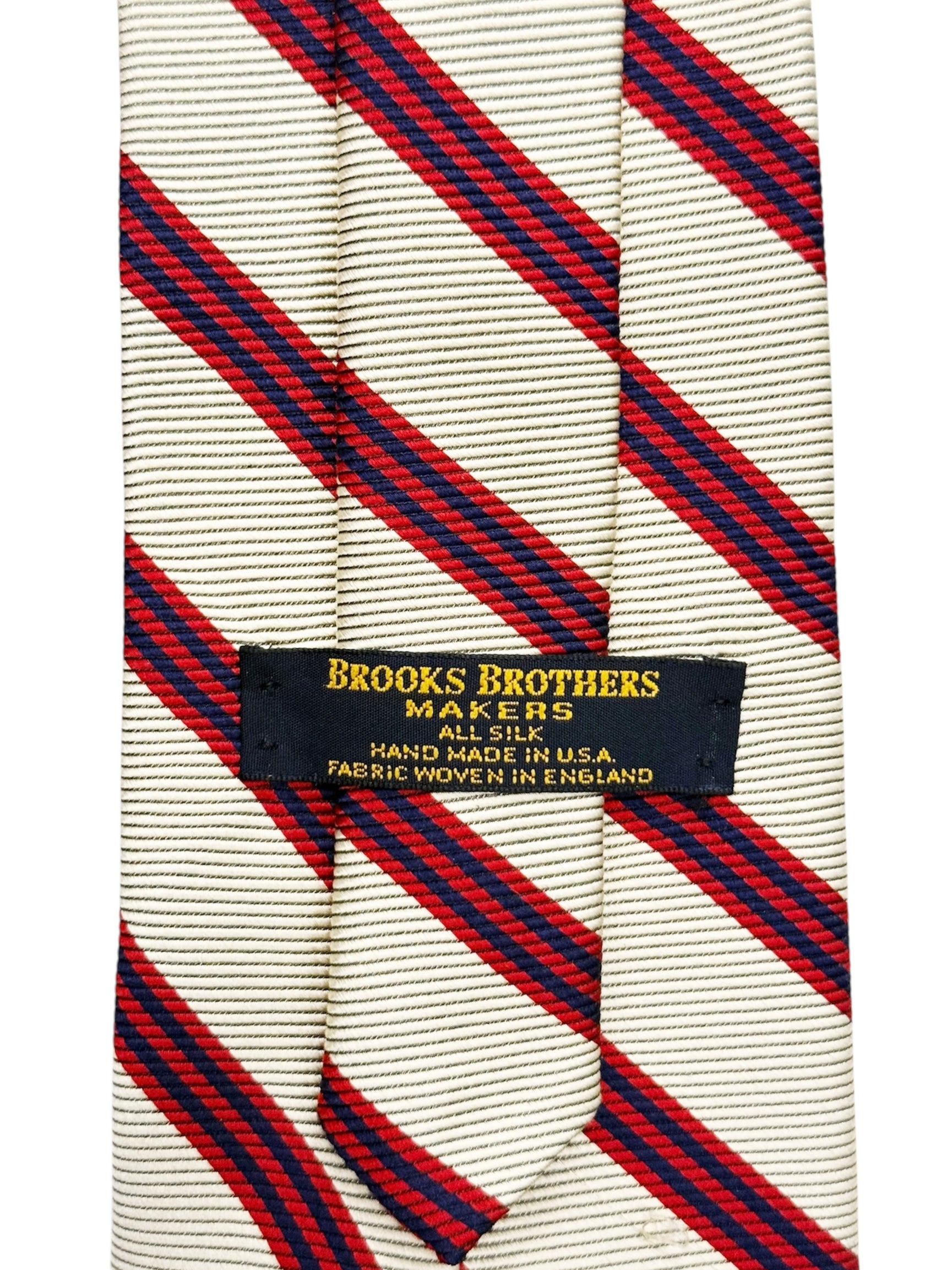Brooks Brothers Ivory Red & Navy Striped Silk Tie