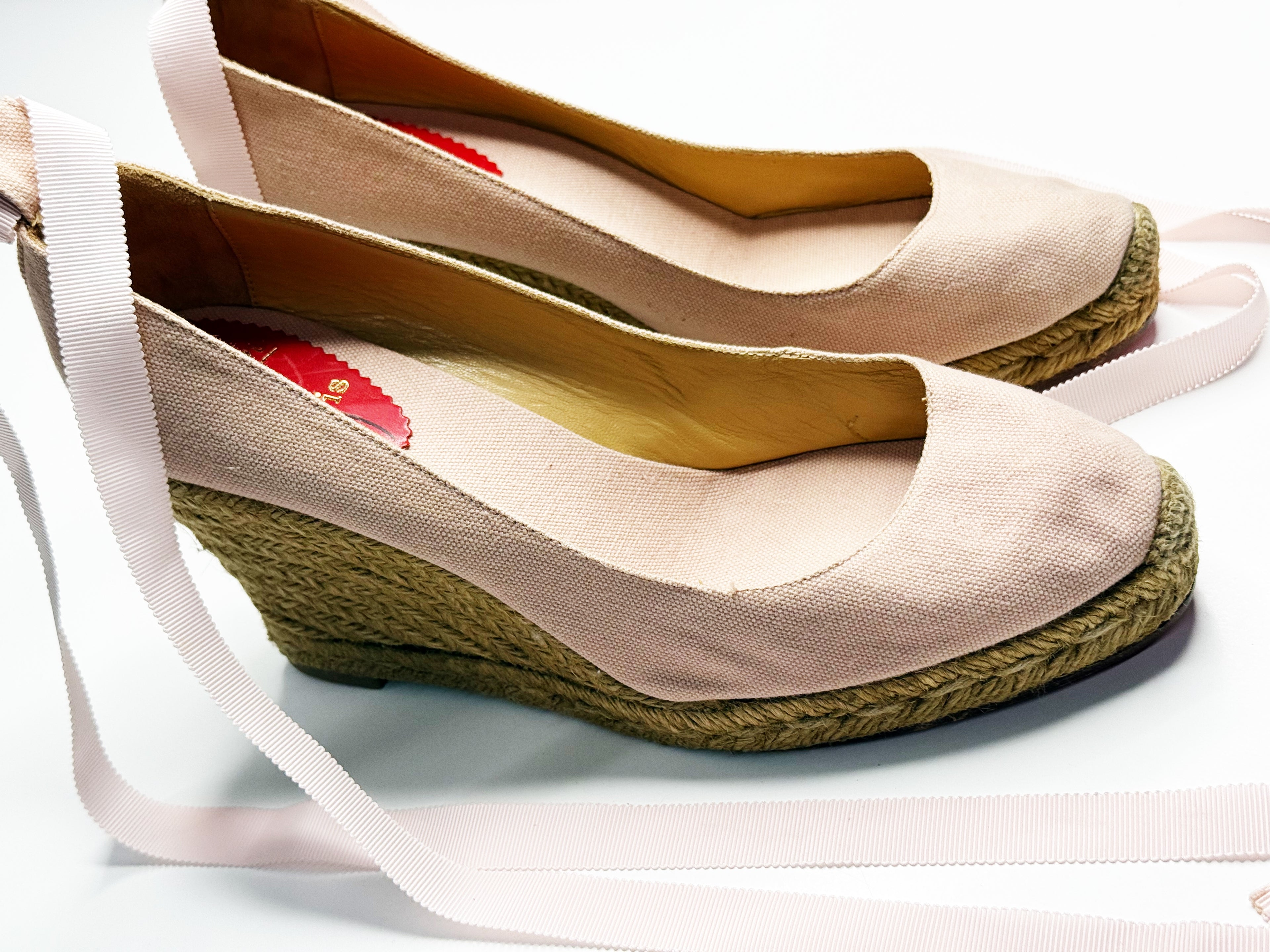Christian Louboutin Espadrille Wedges with Ribbons