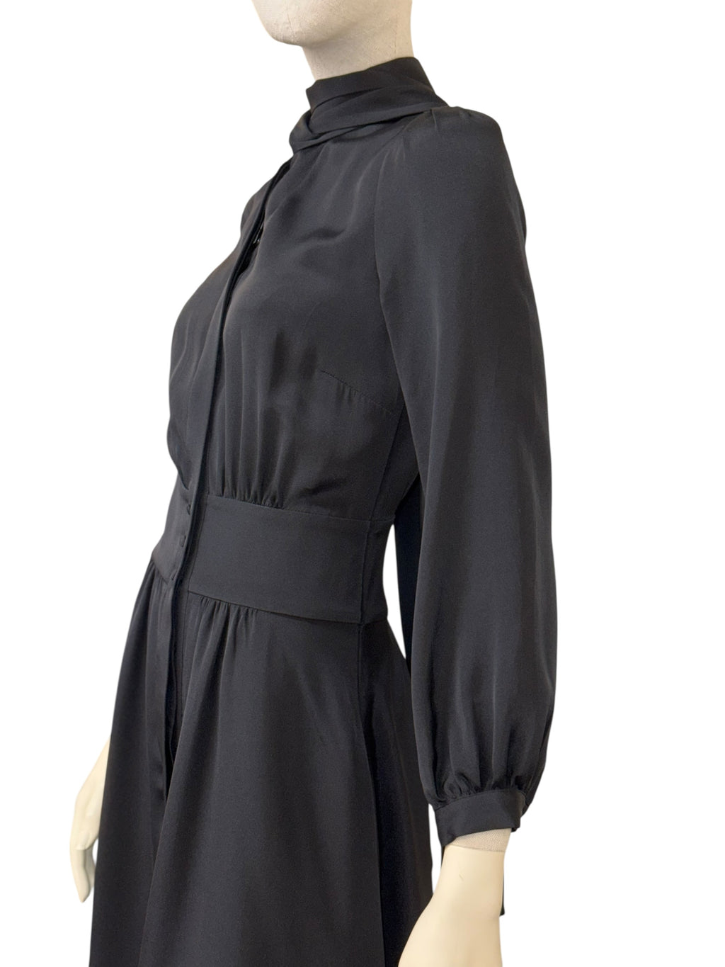 Cavour Silk Tie-Neck Dress - XS