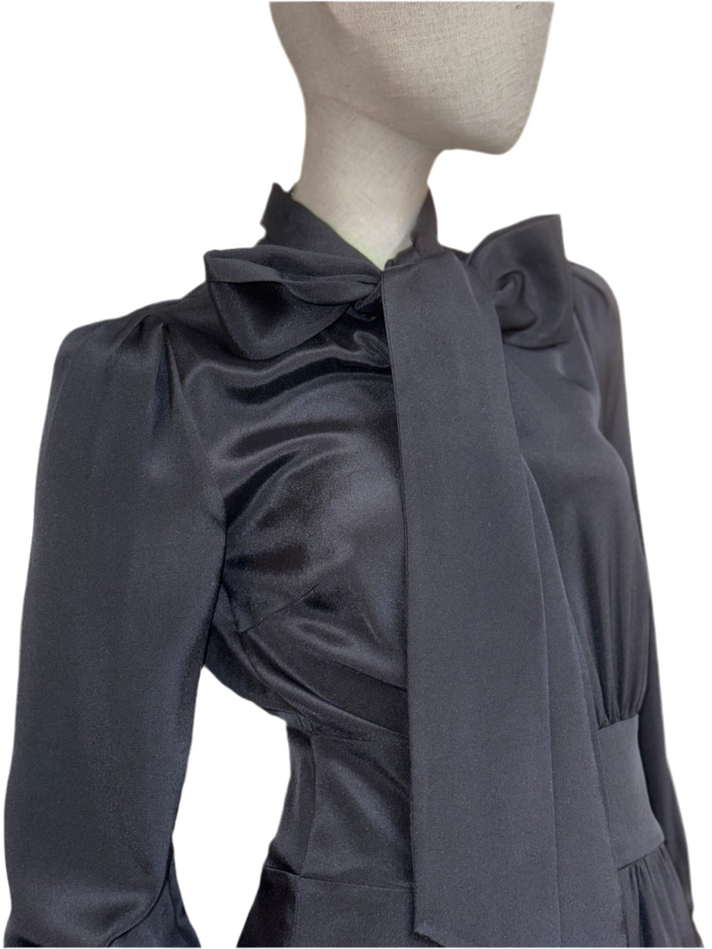 Cavour Silk Tie-Neck Dress - XS