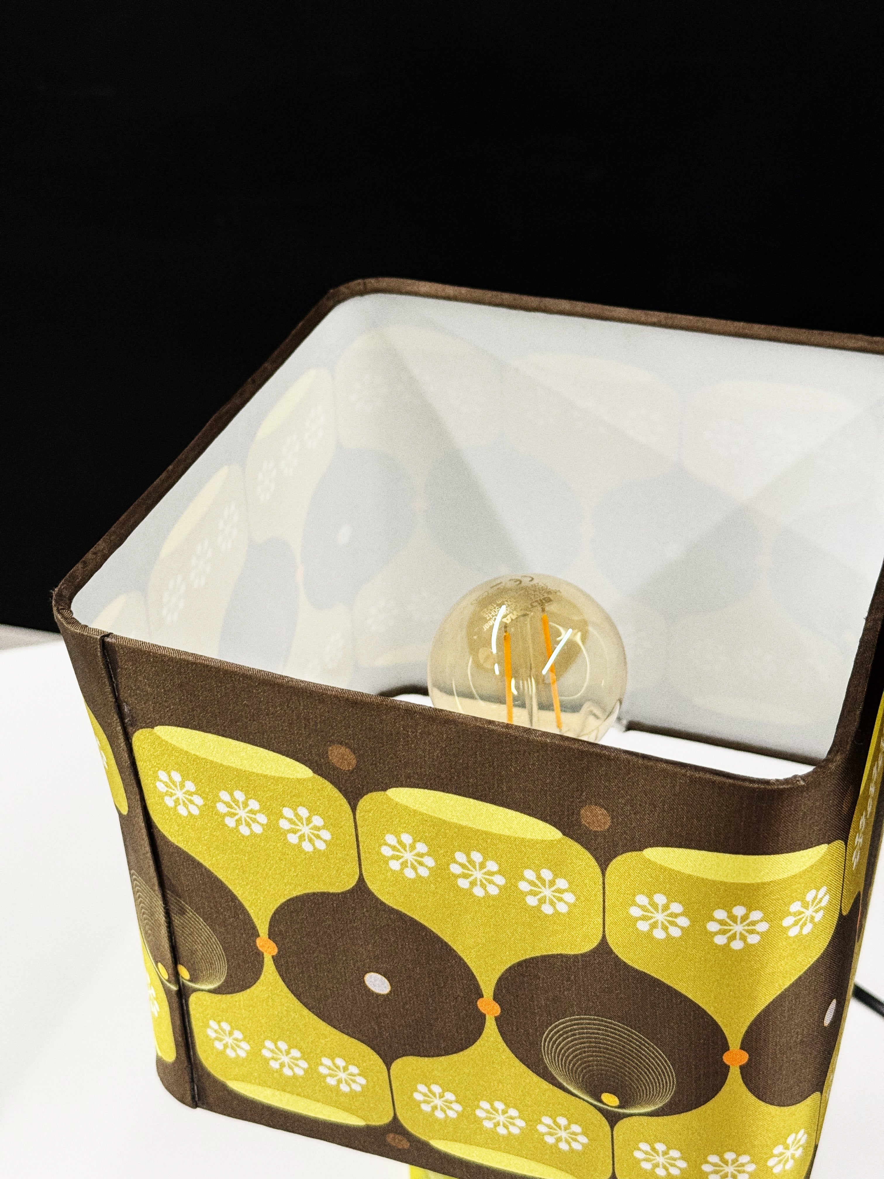 Vintage Retro Table Lamp — 1970s Style, Yellow & Brown