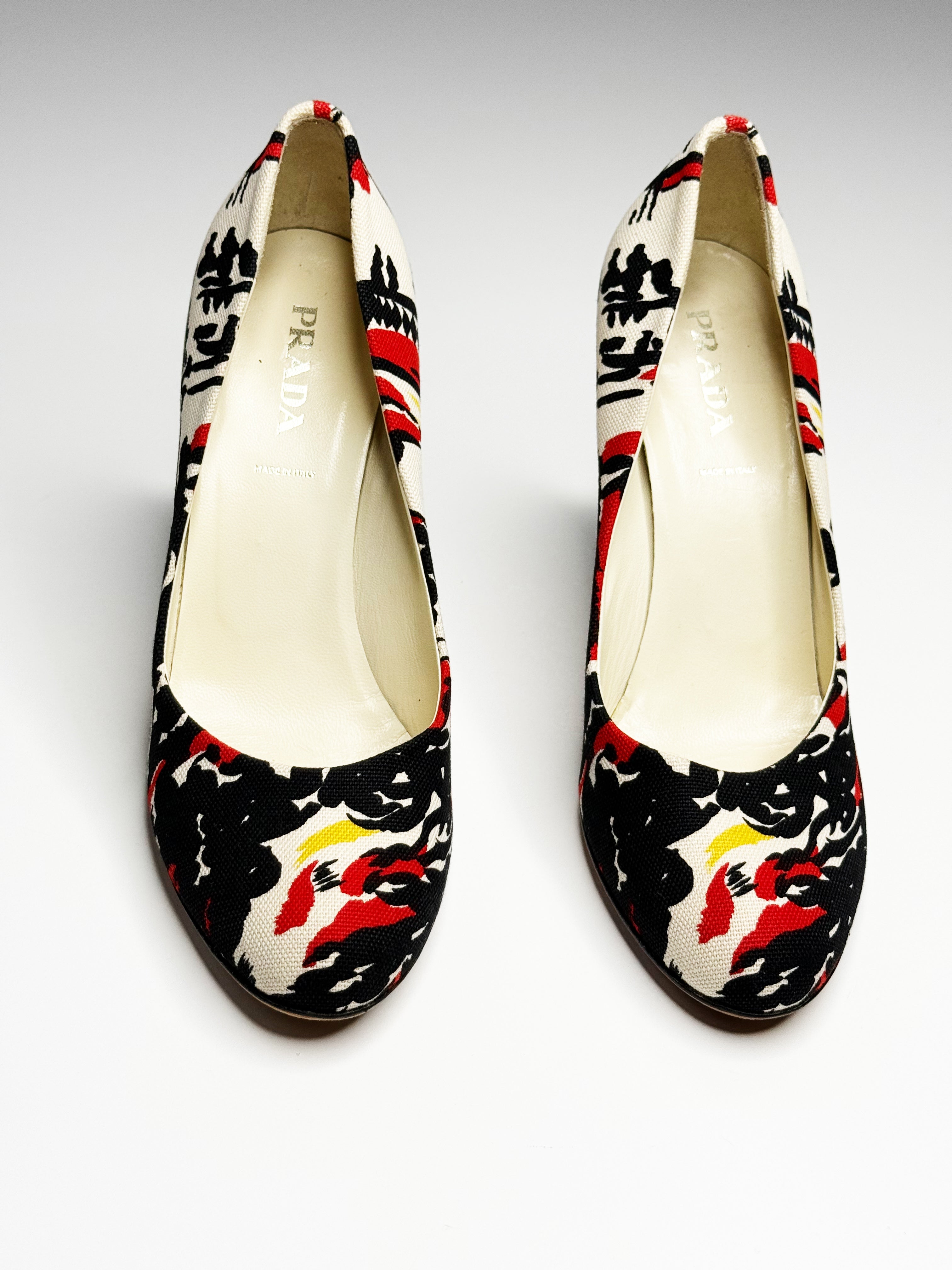 Prada Printed Canvas Pumps