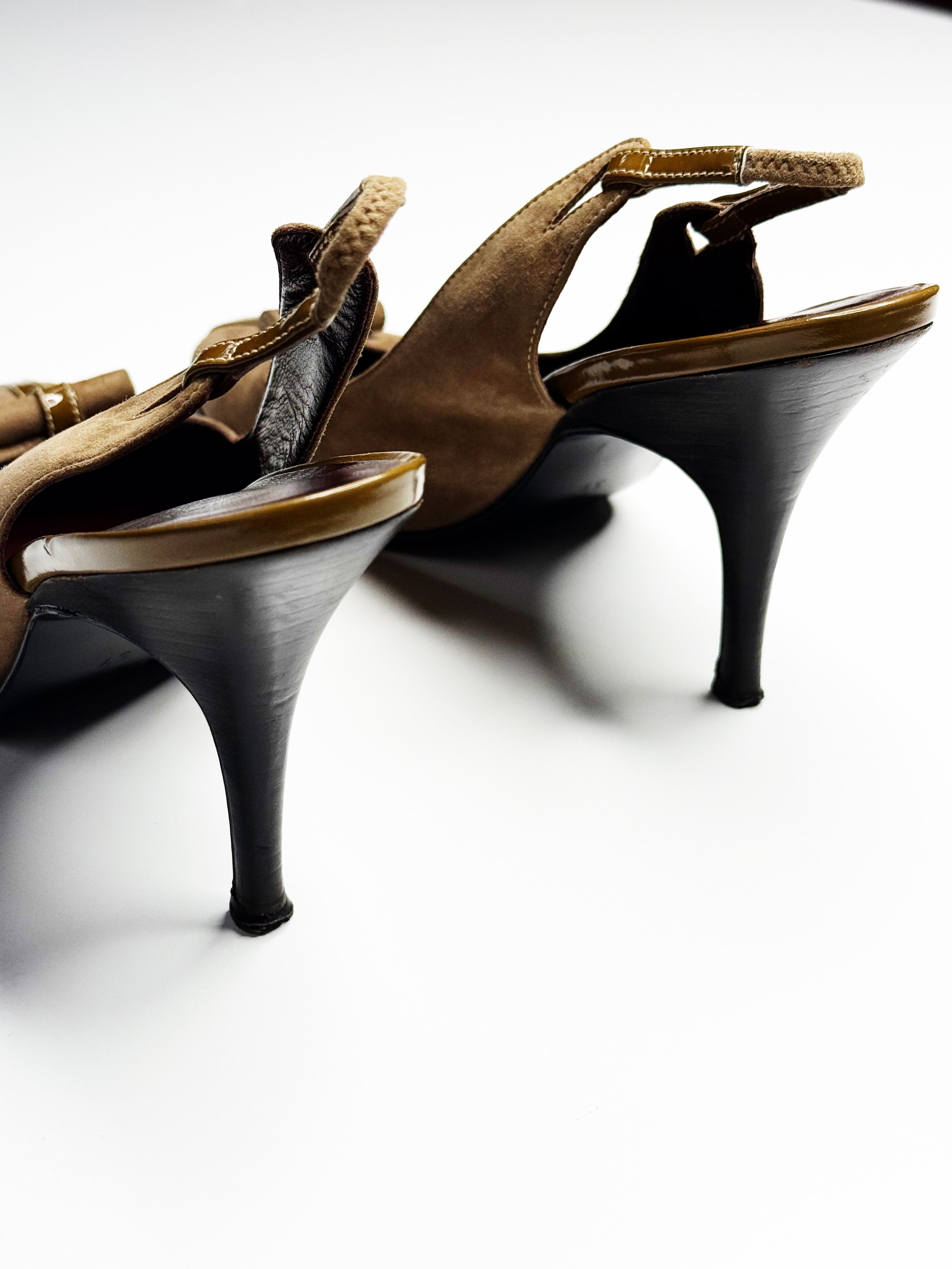 CHANEL Slingback Heels with Patent Trim