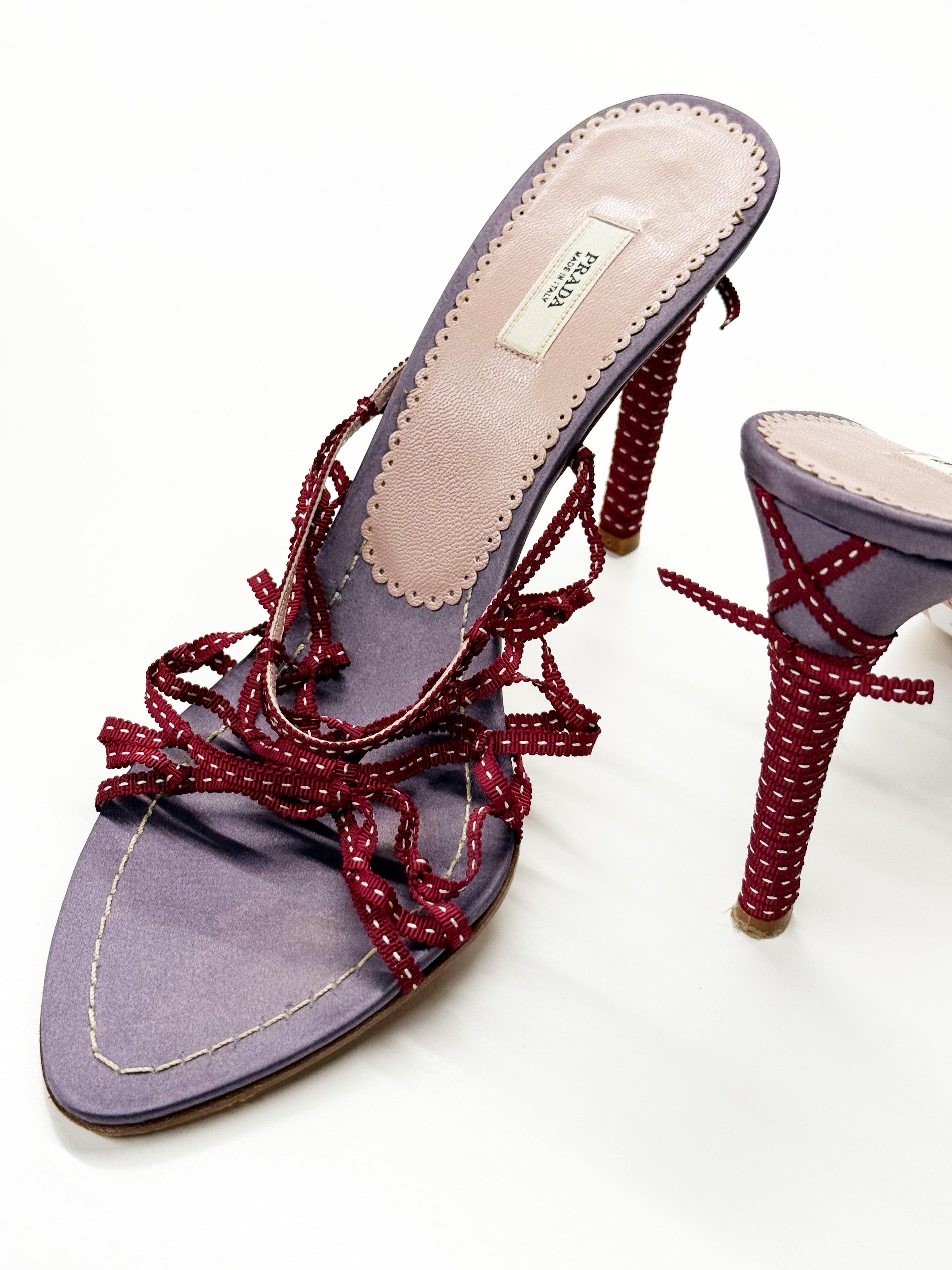 Prada Beaded Lace-Up Heels