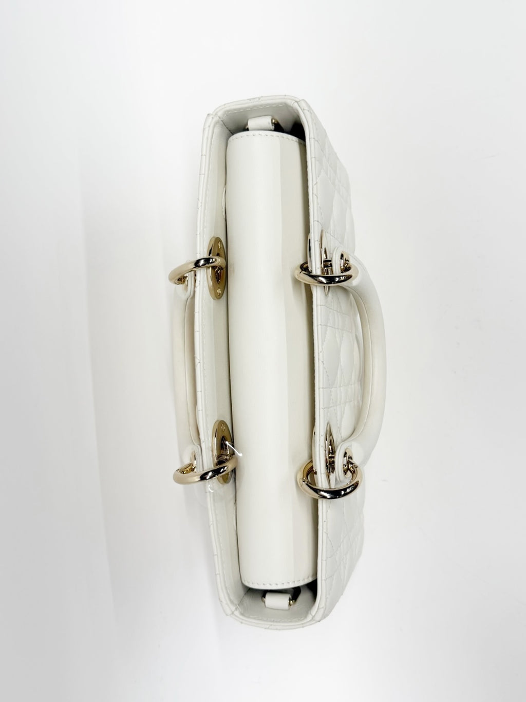 Christian Dior Lady Dior Medium – White Cannage Lambskin, Gold Hardware