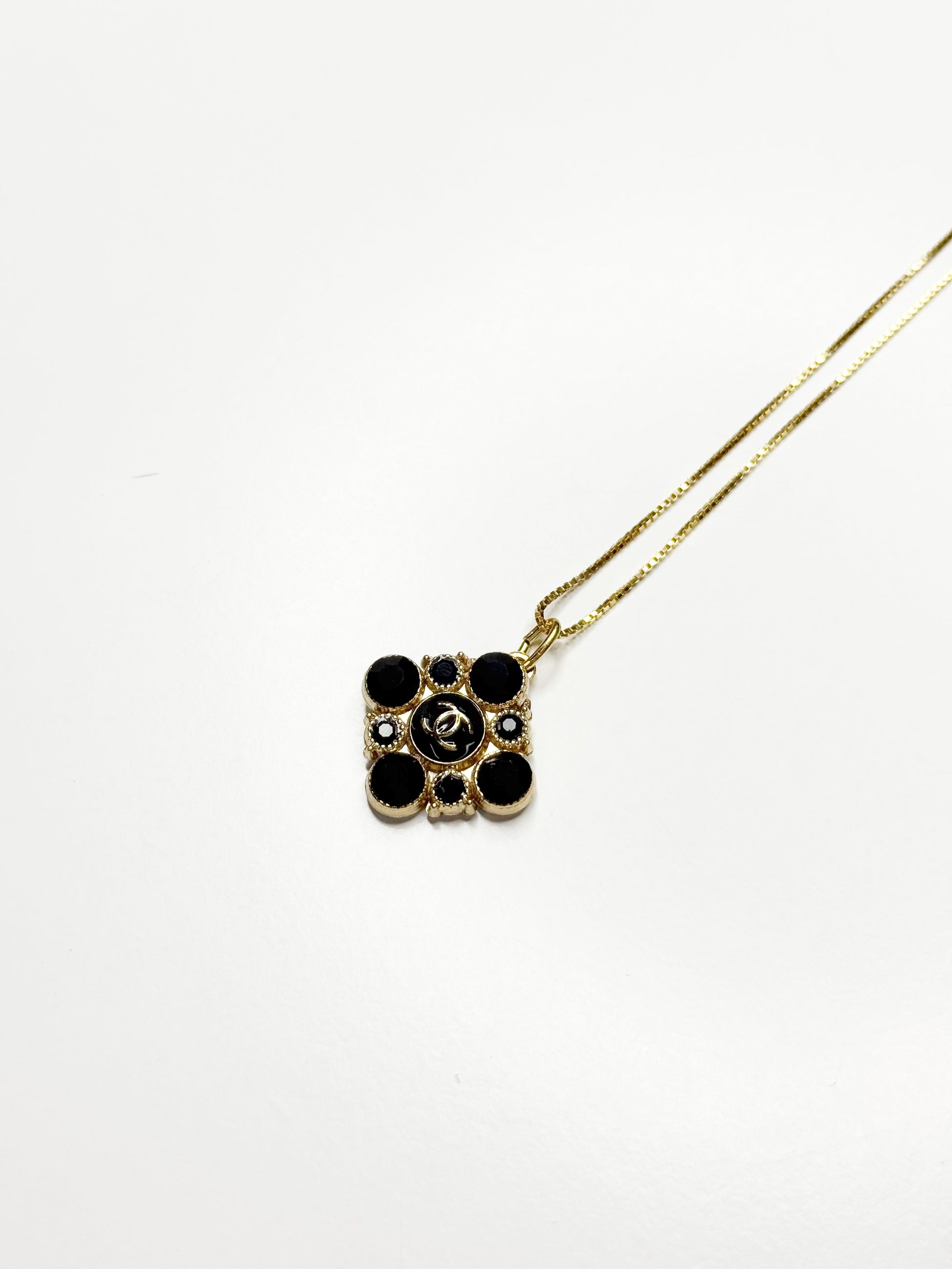 Vintage Chanel Filigree Logo Pendant Necklace