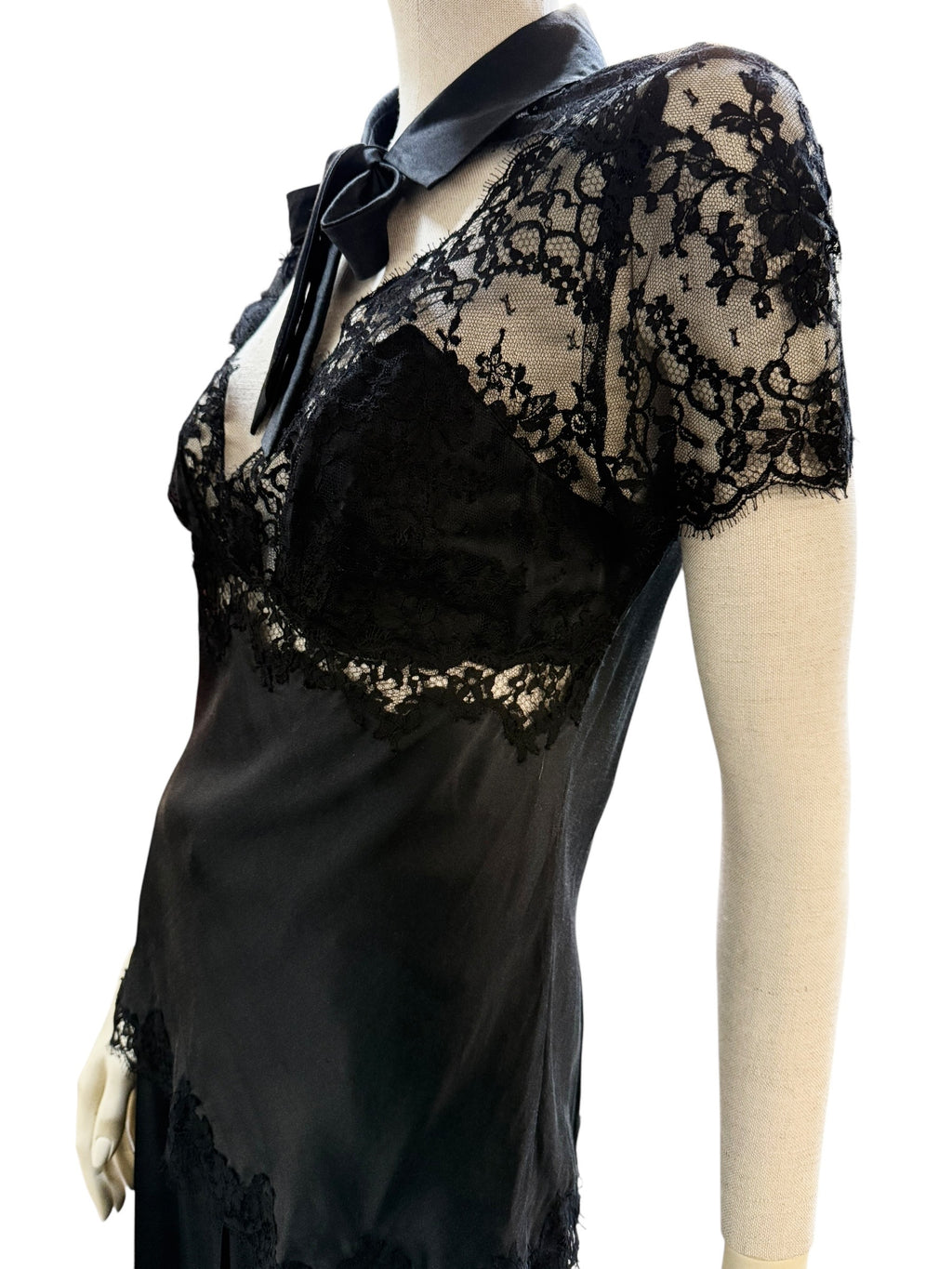 Marjolaine Black Silk & Lace Blouse