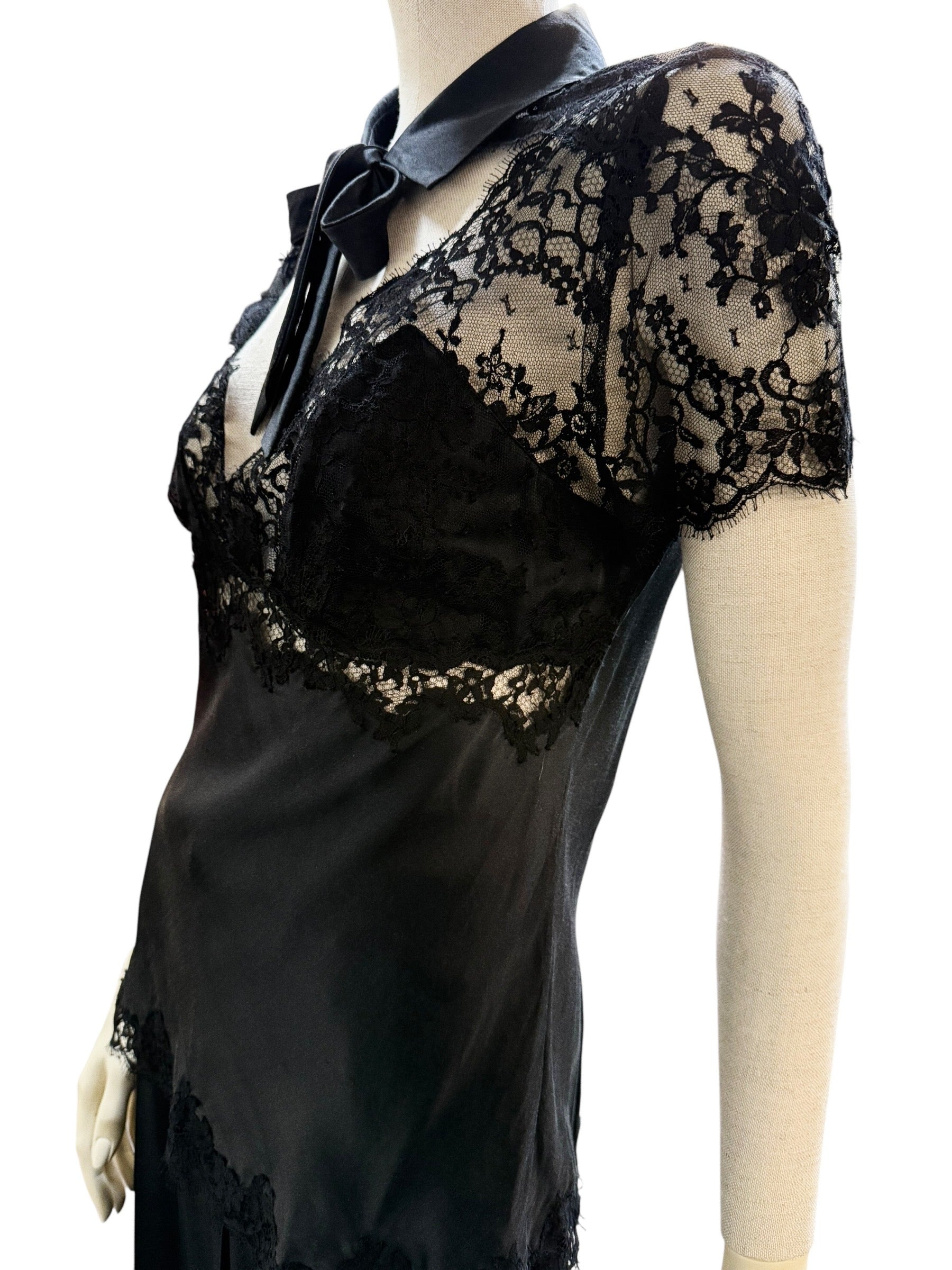 Marjolaine Black Silk & Lace Blouse