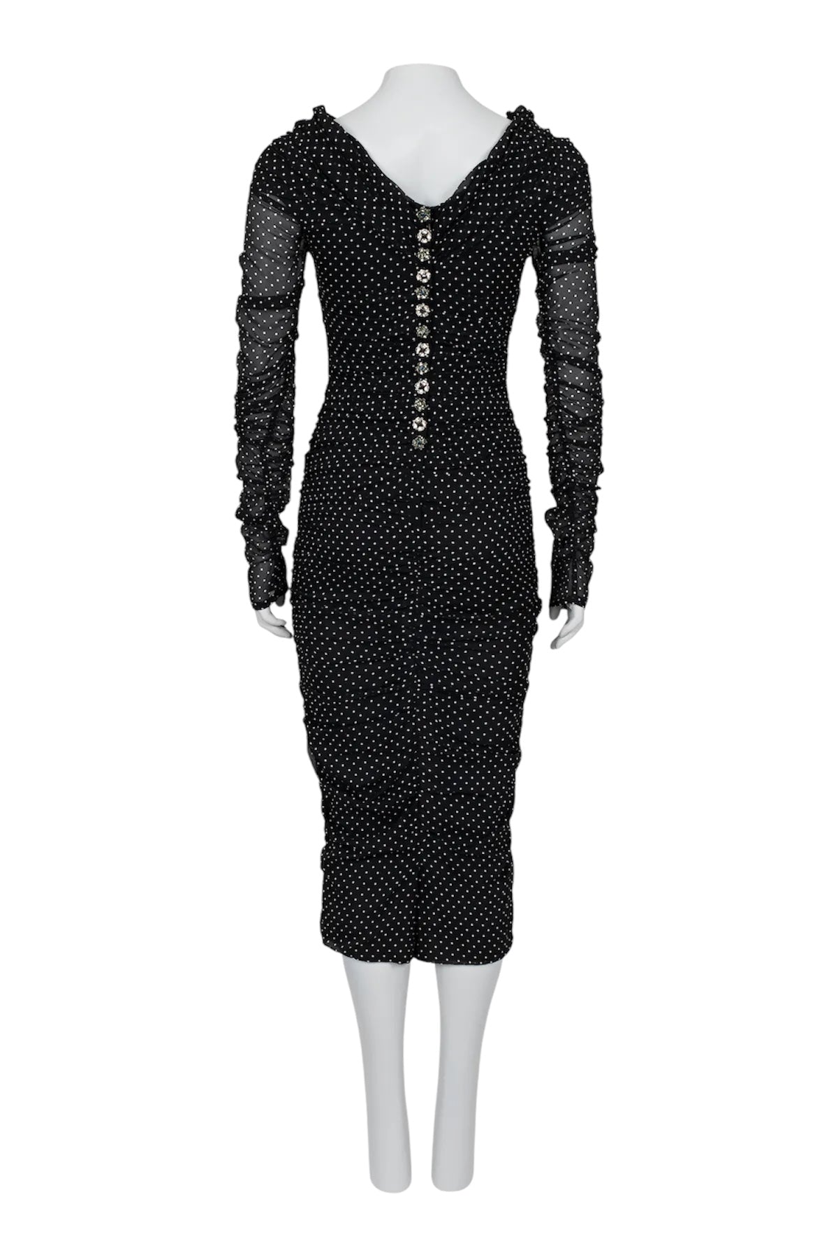 Dolce & Gabbana Black Polka Dot Ruched Dress