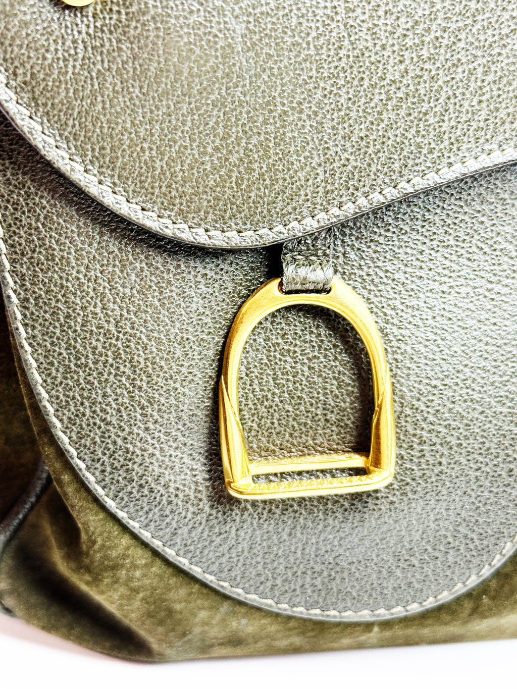 Vintage Gucci Green Suede & Leather Shoulder Bag