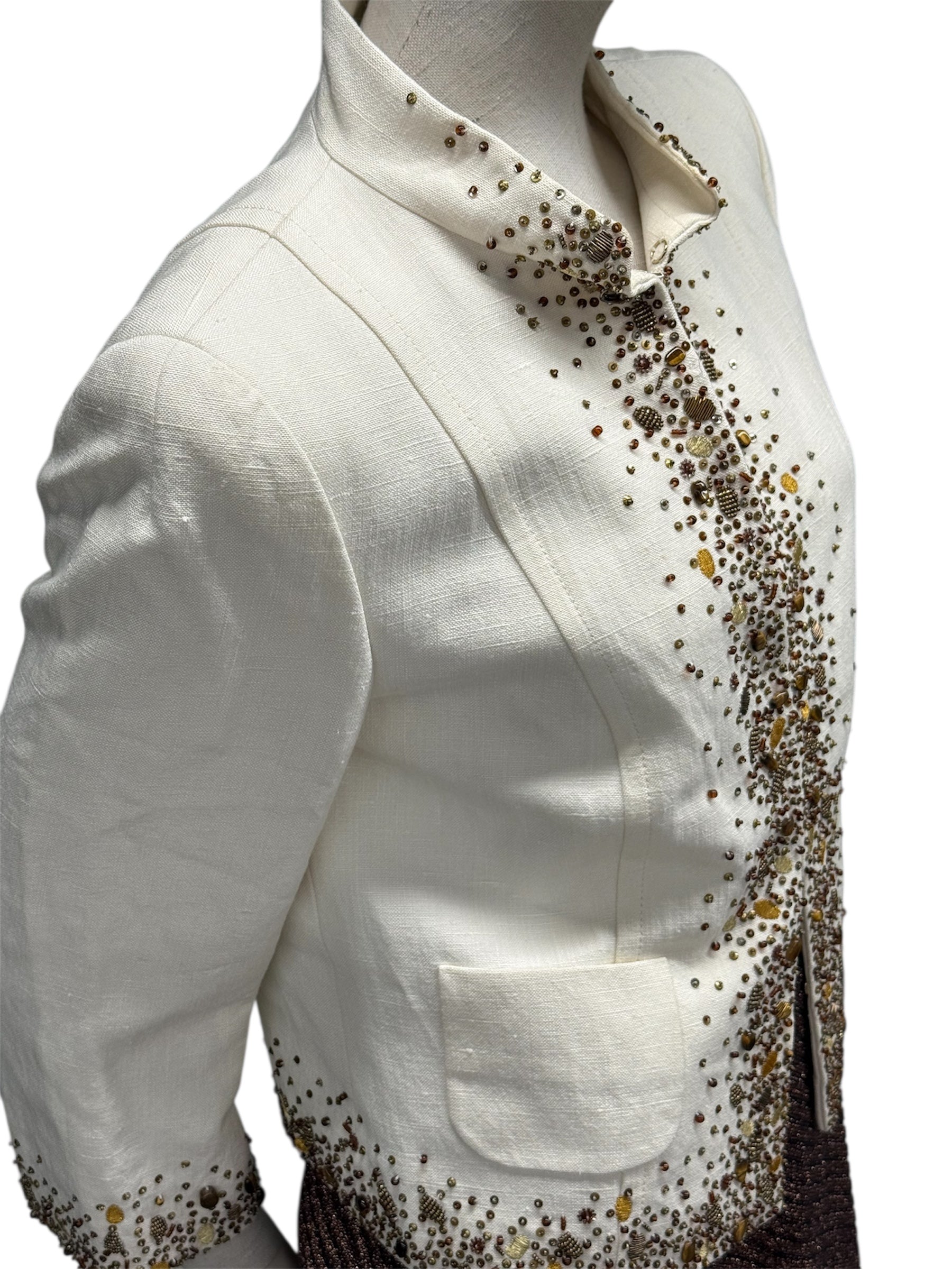 Escada Embellished Silk-Linen Jacket