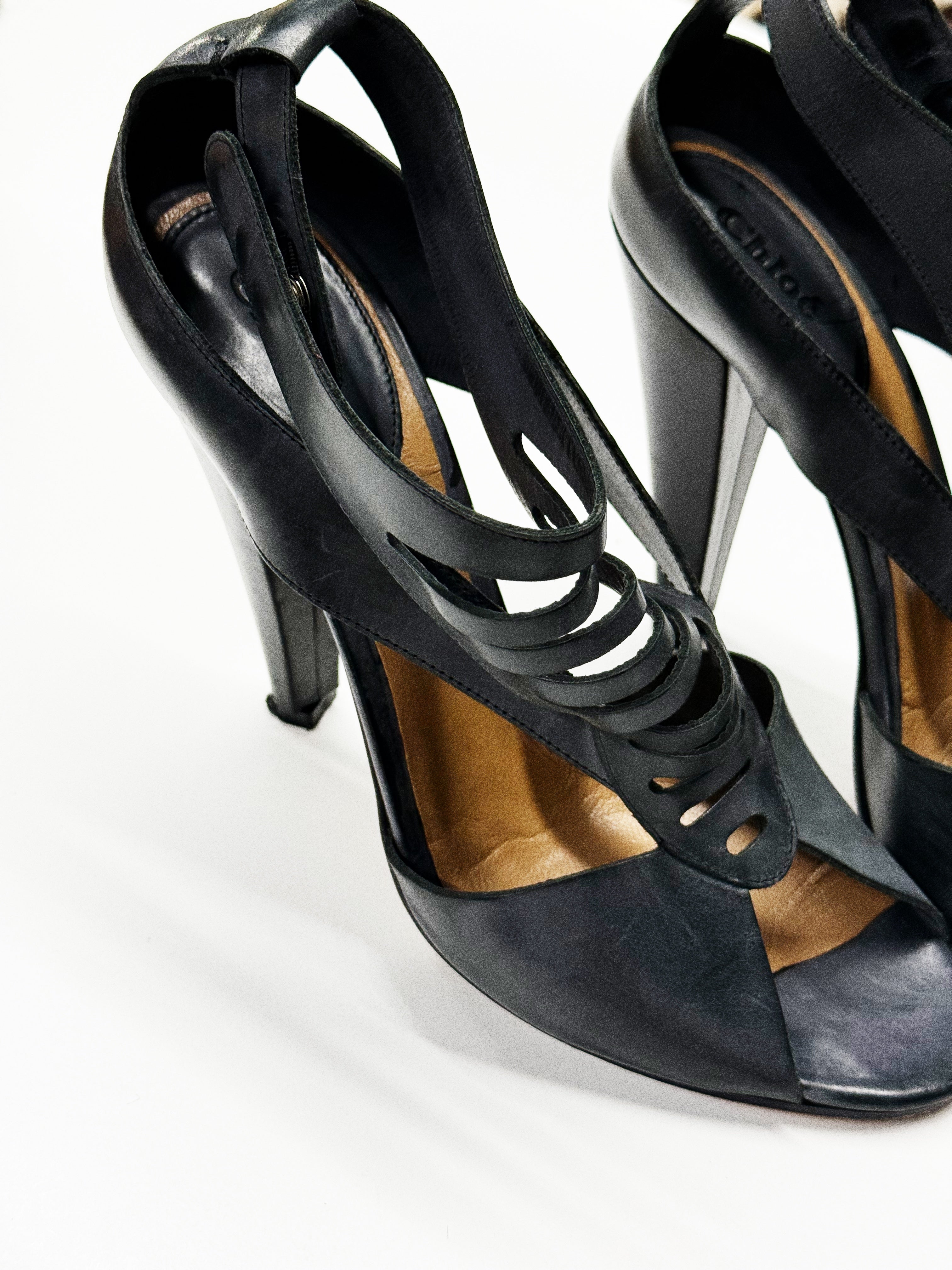 Chloé Dark Grey Cutout High Heel Sandals