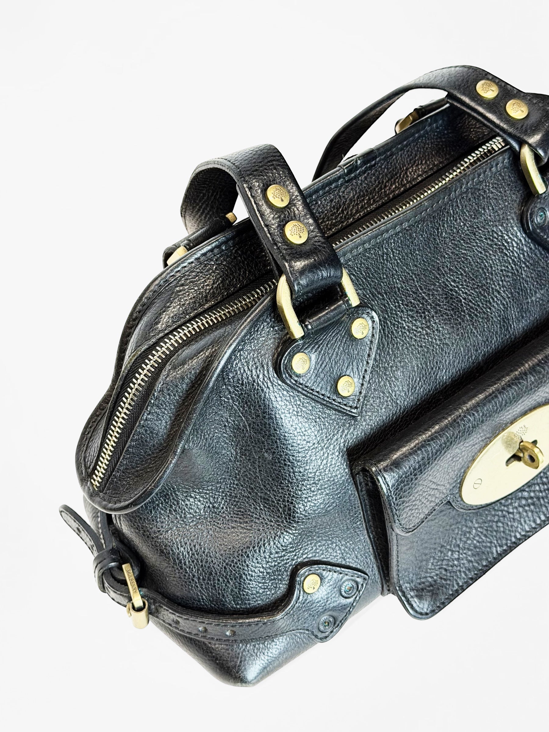 MULBERRY Black Leather Bowler Bag – Early 2000s Icon