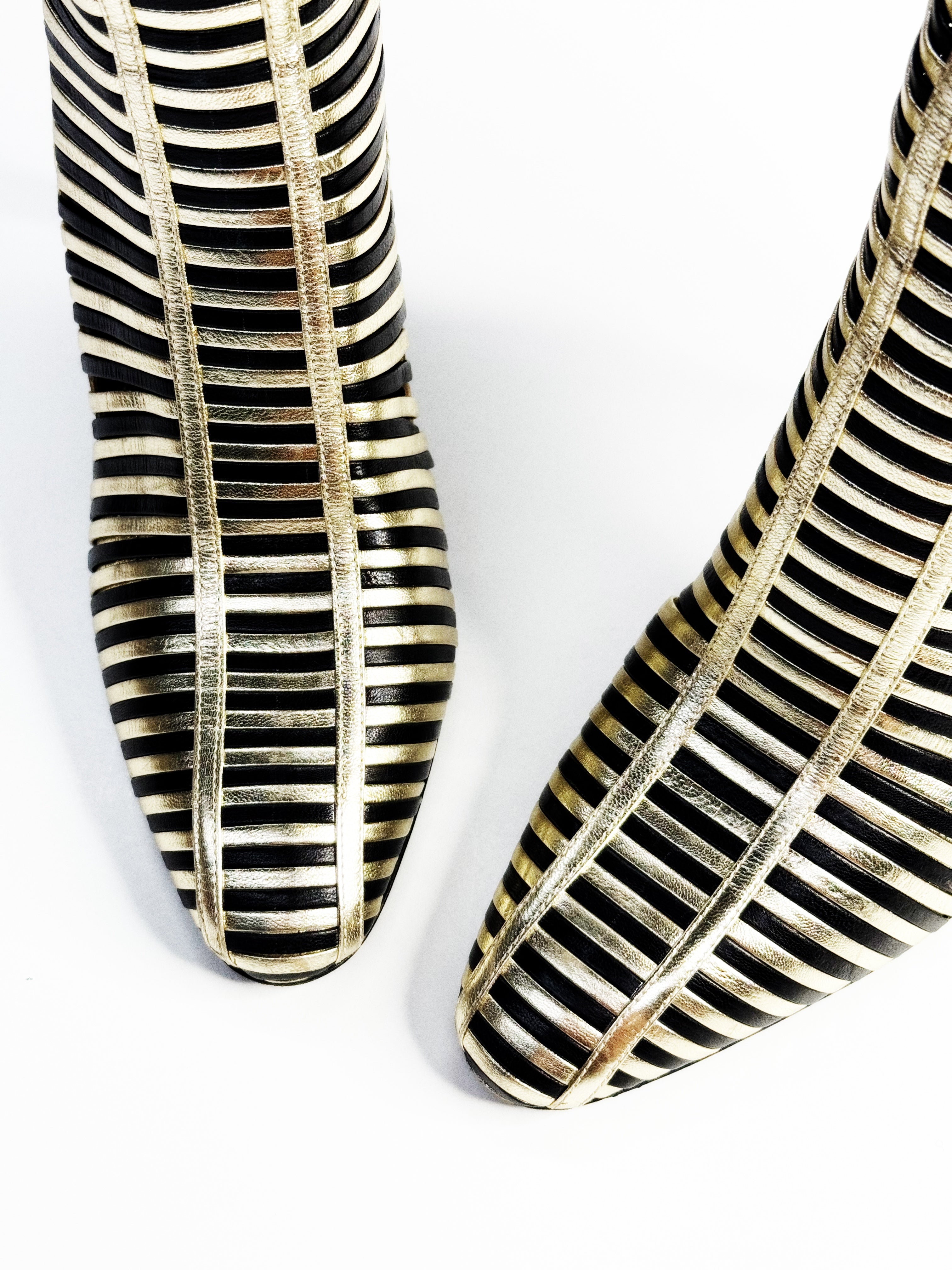 Valentino Garavani Metallic Striped Knee-High Boots