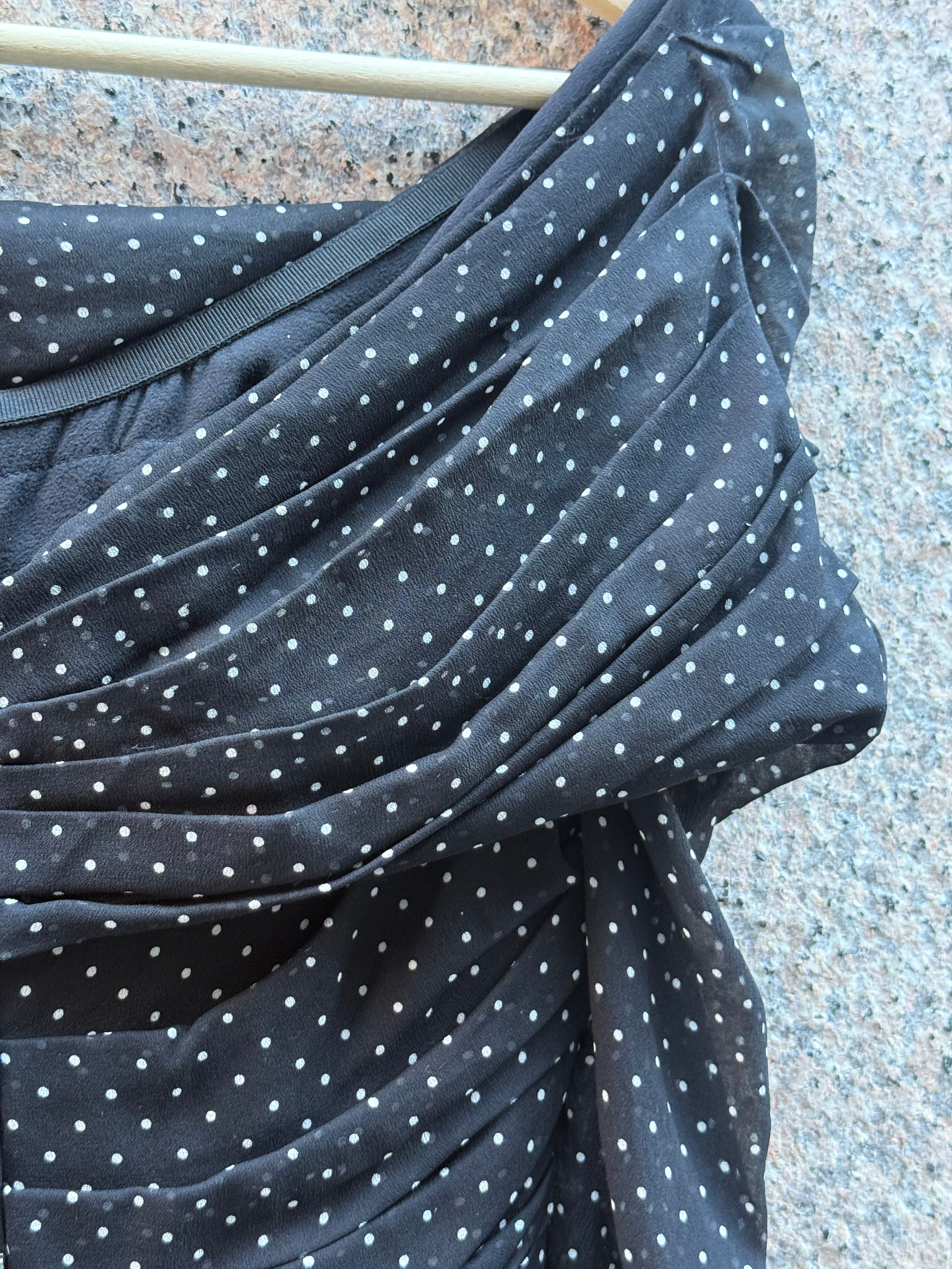 Dolce & Gabbana Black Polka Dot Ruched Dress