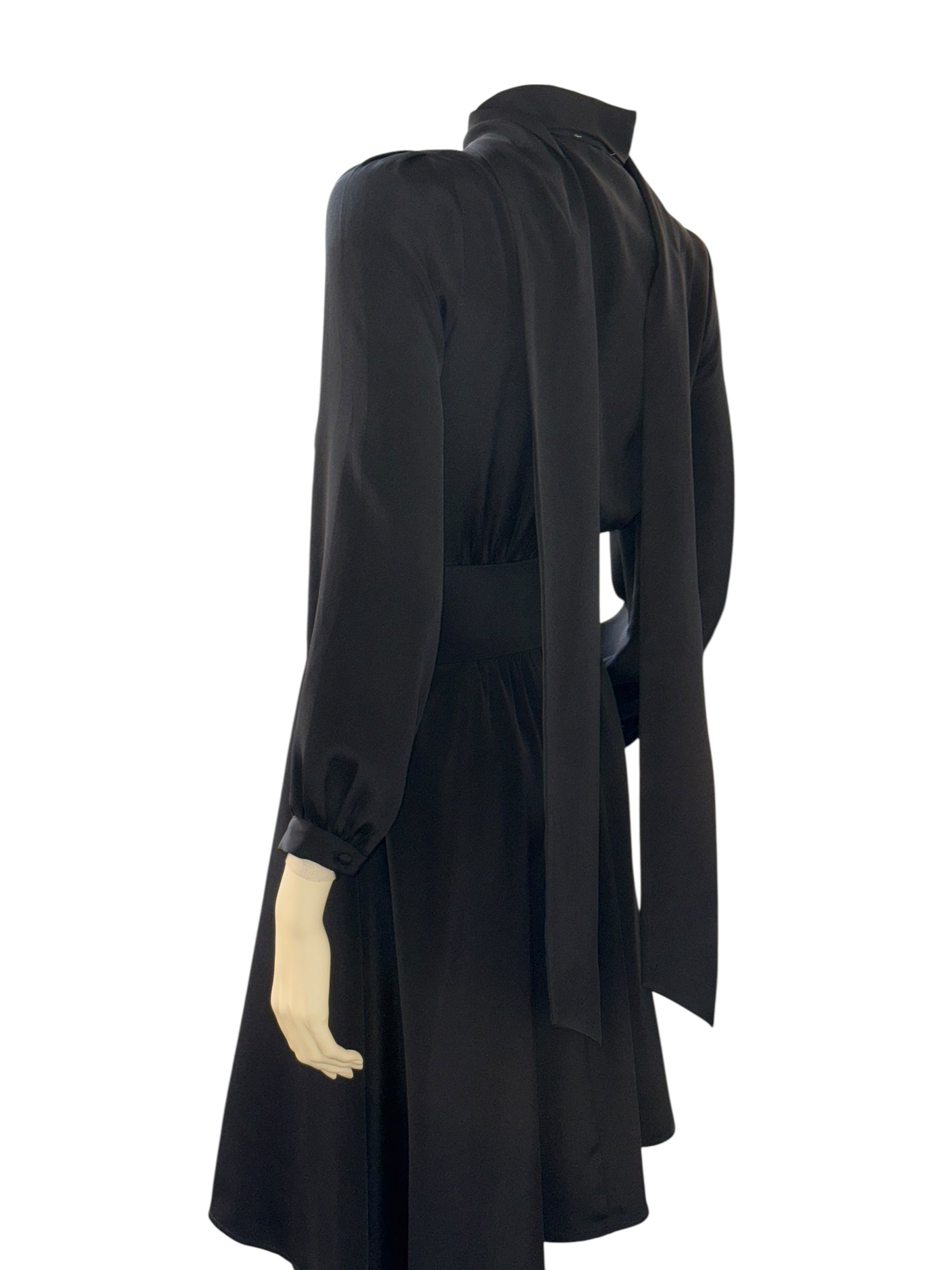 Cavour Silk Tie-Neck Dress - XS