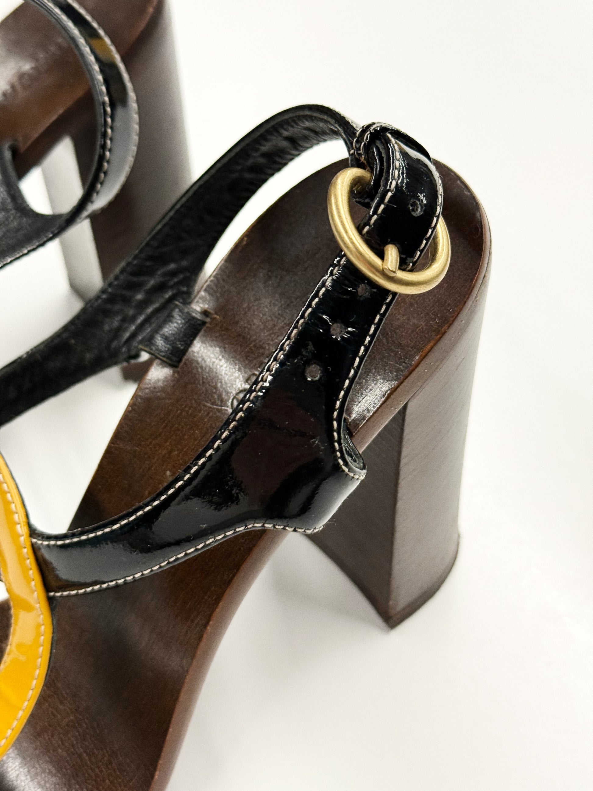 Miu Miu Colorblock Patent Leather Sandals