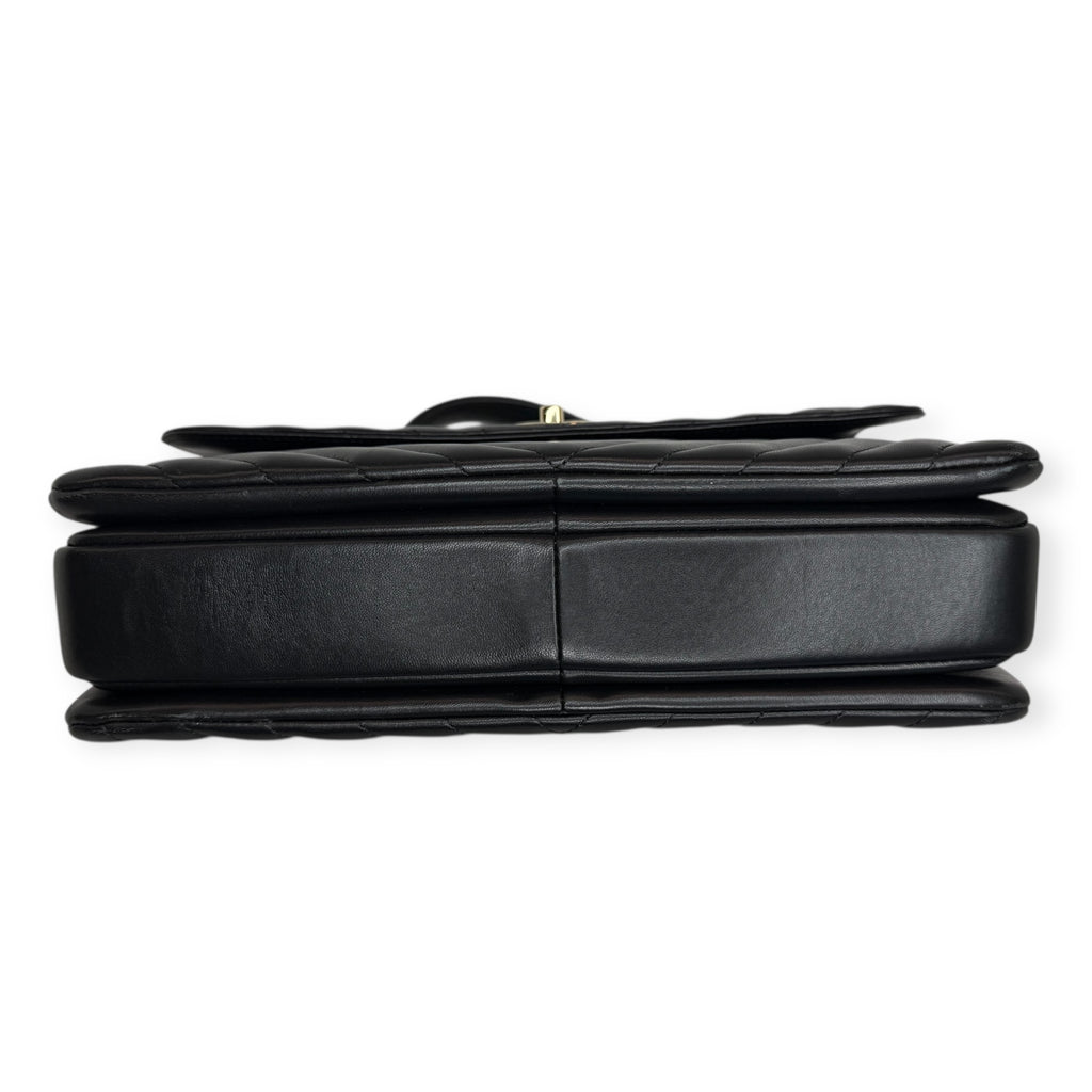 Chanel Chevron Caviar Top Handle Bag — Black Lambskin, Gold Hardware