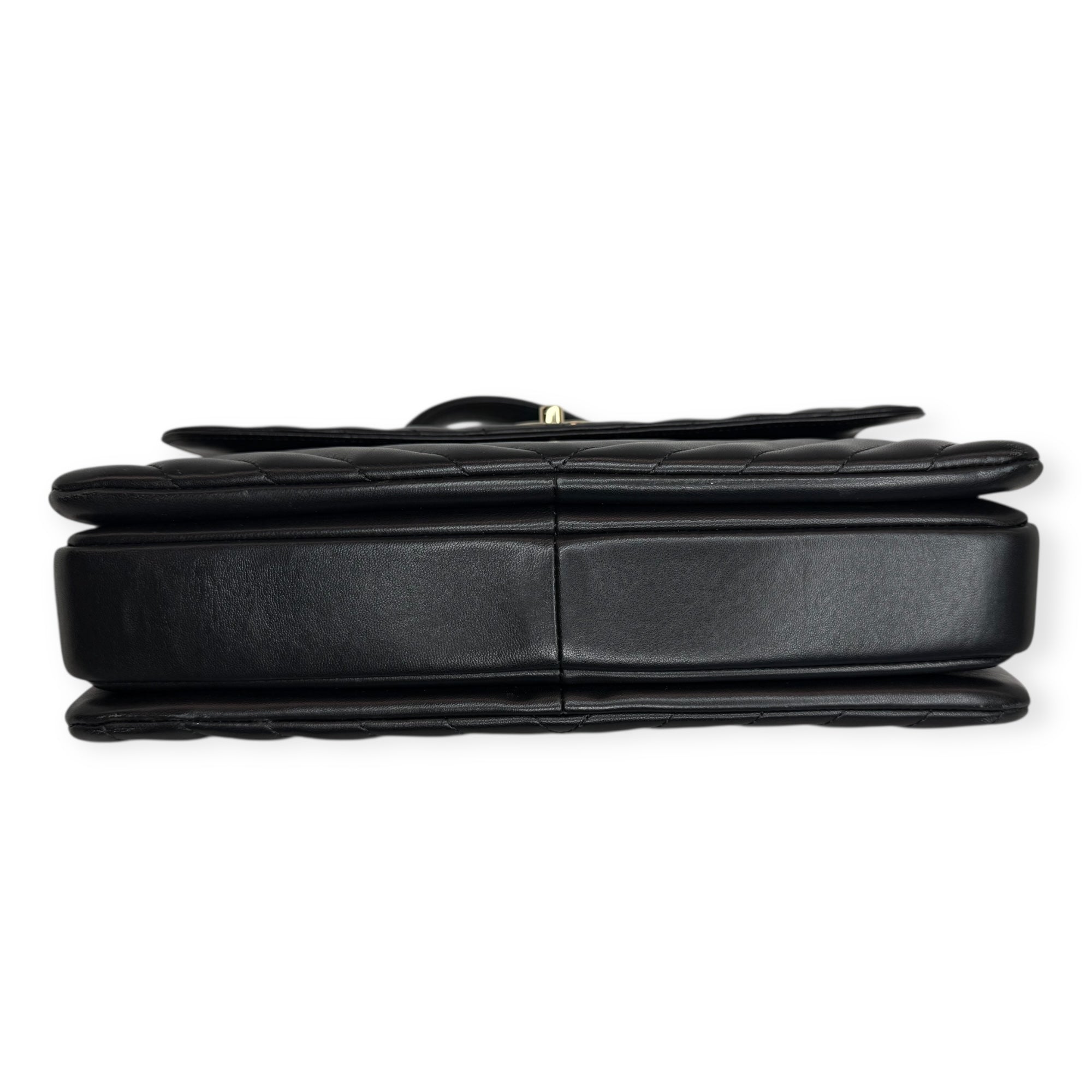 Chanel Chevron Caviar Top Handle Bag — Black Lambskin, Gold Hardware