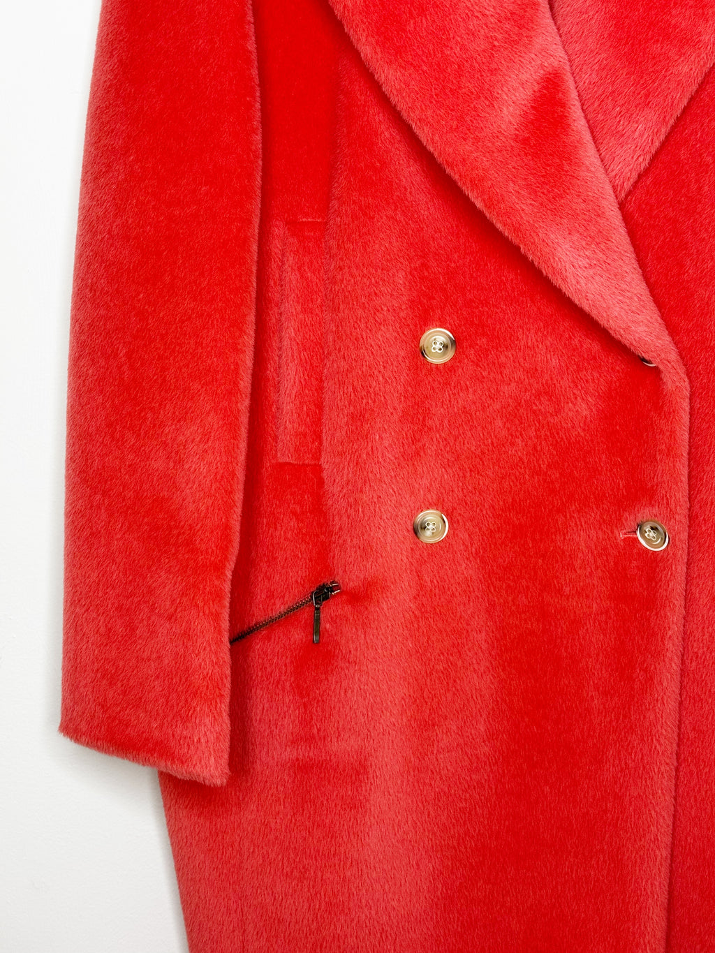 Caroll Double-Breasted Coral Coat