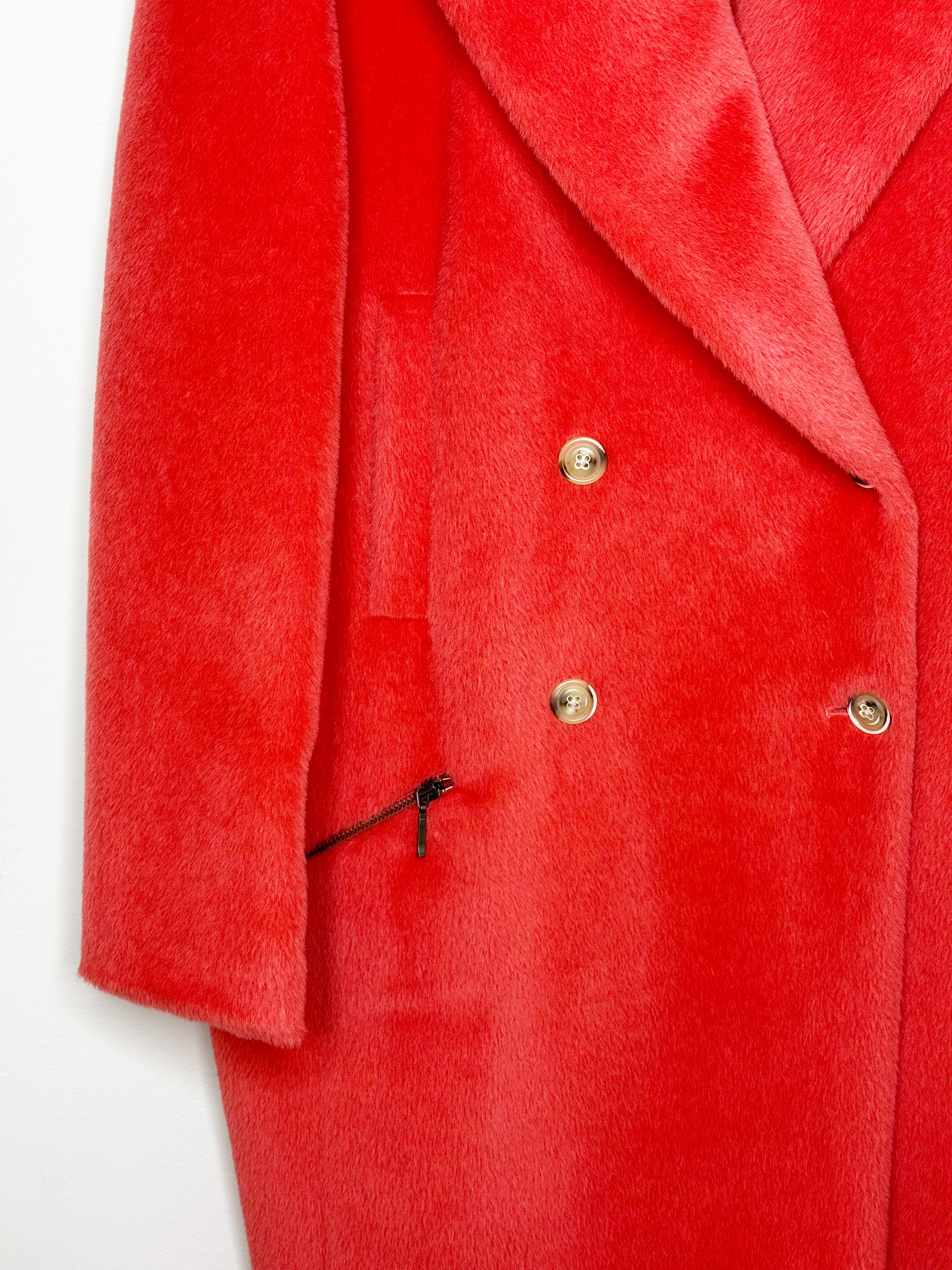 Caroll Double-Breasted Coral Coat