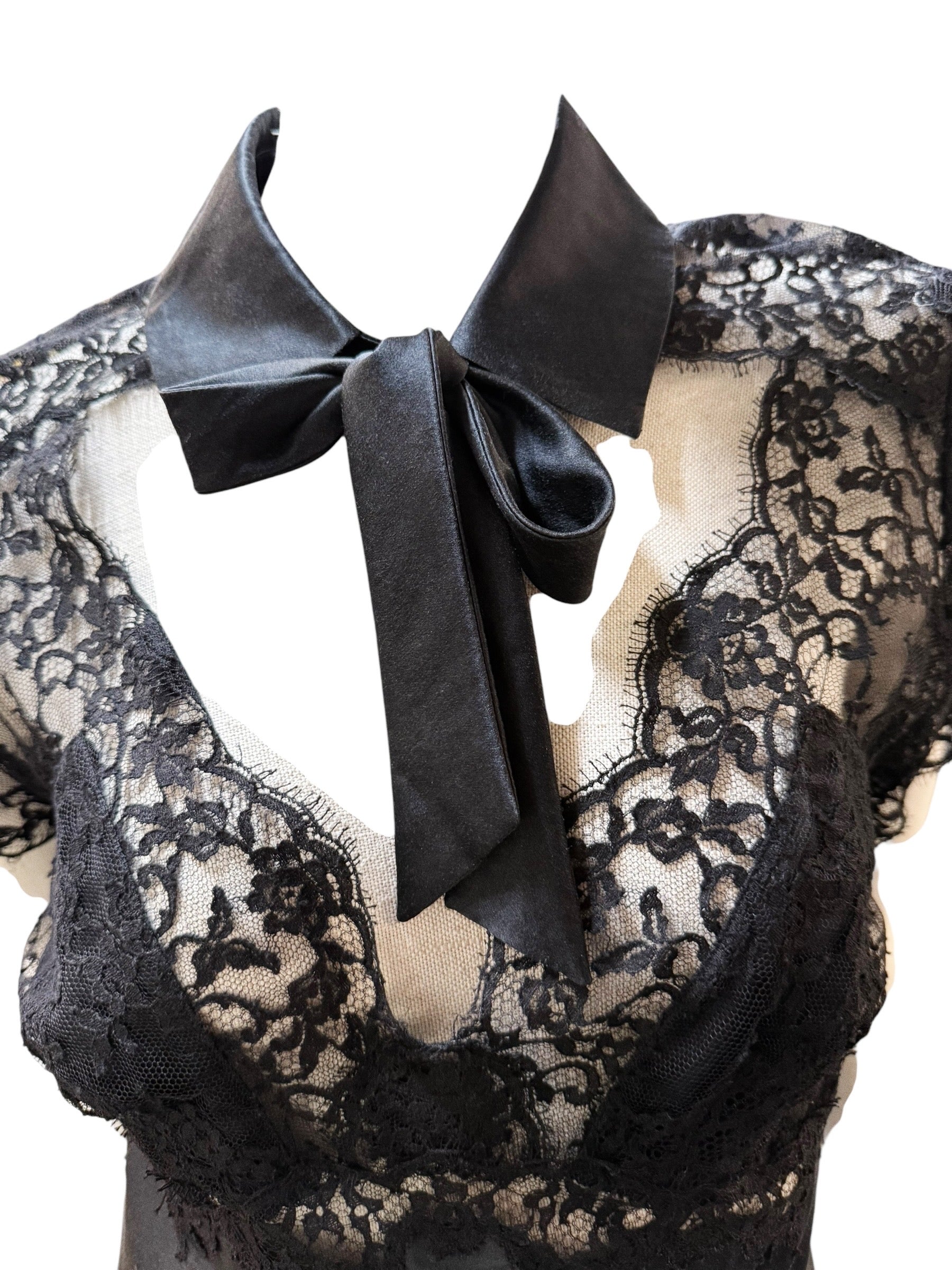 Marjolaine Black Silk & Lace Blouse
