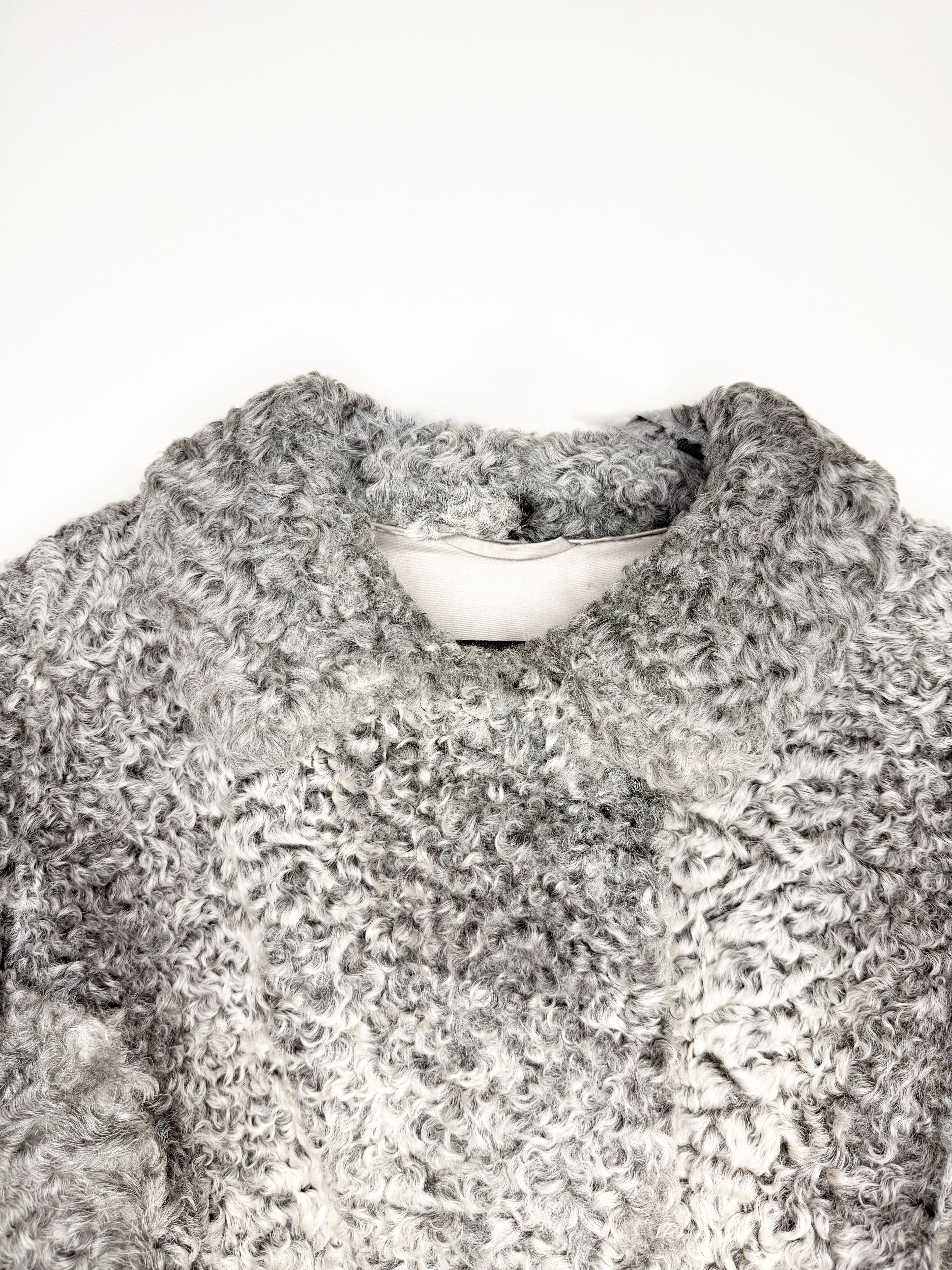 Vintage Grey Curly Fur Coat