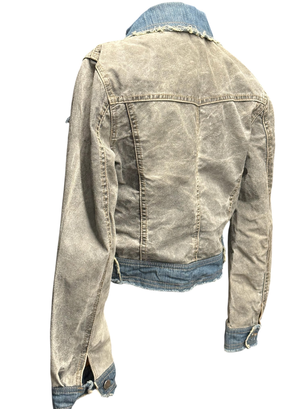 Distressed Contrast Denim Jacket