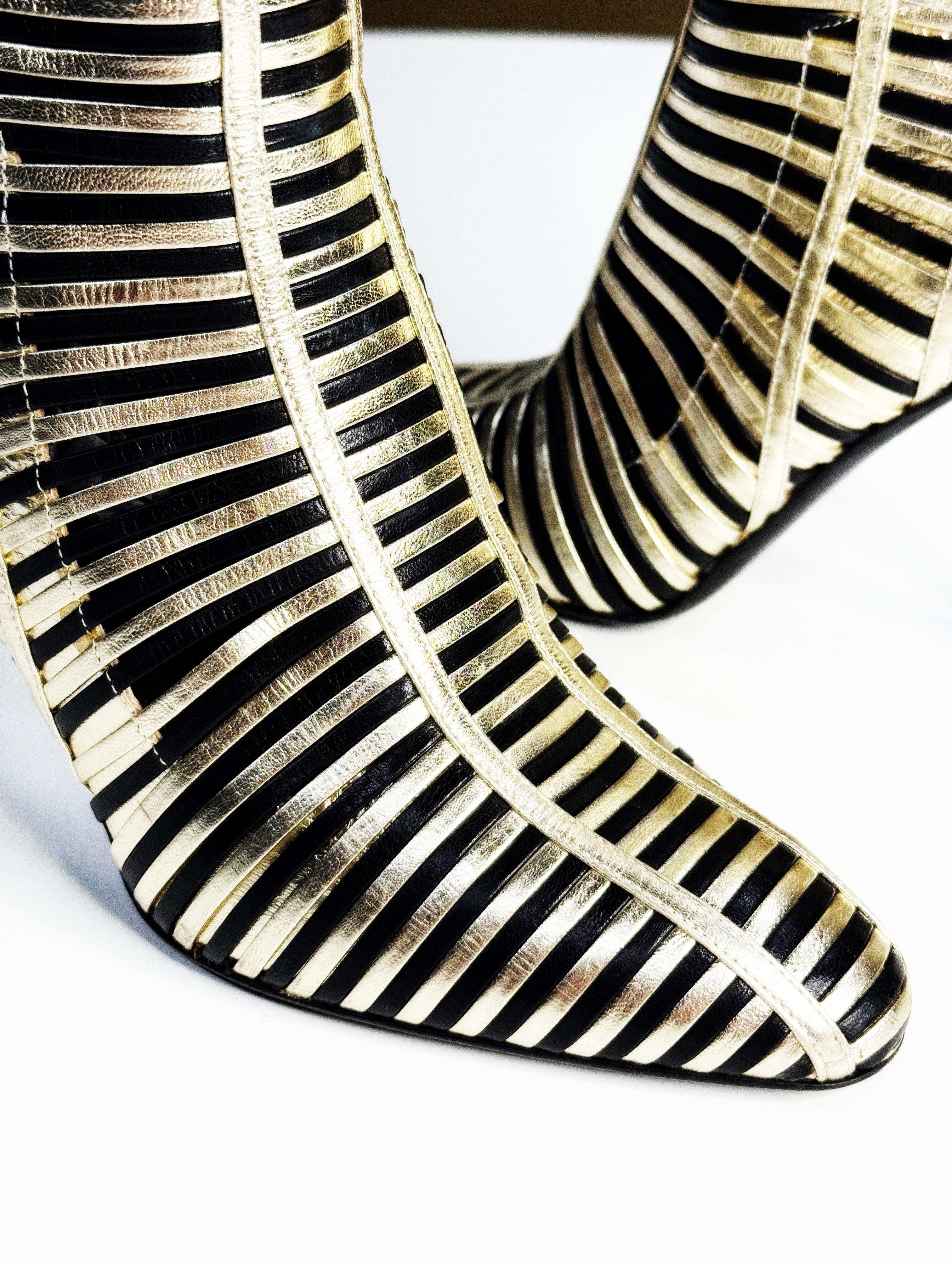 Valentino Garavani Metallic Striped Knee-High Boots