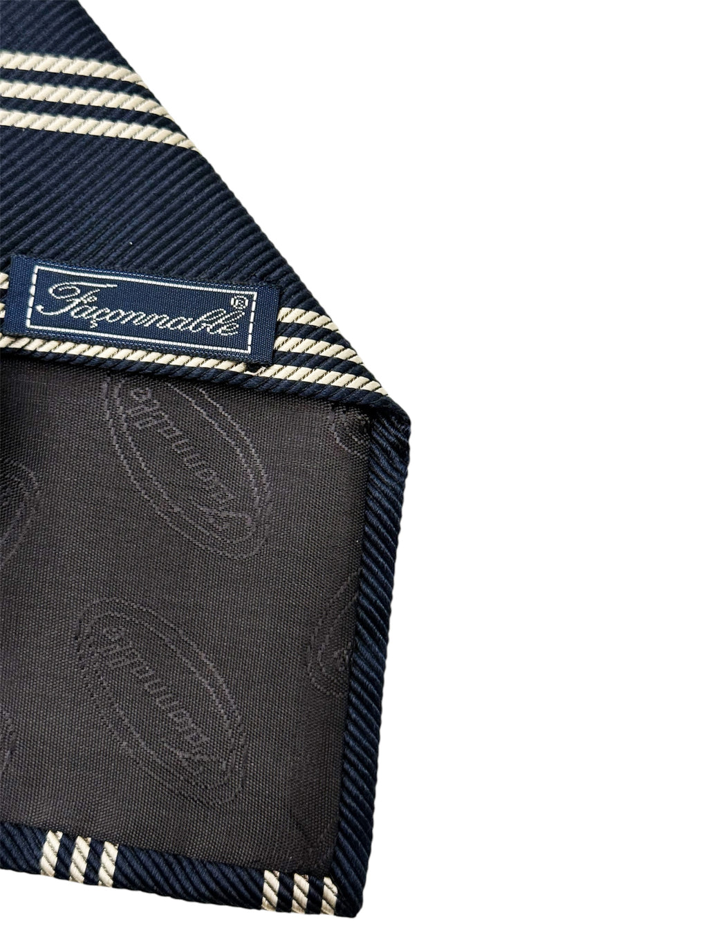 Faconnable Navy Striped Silk Tie