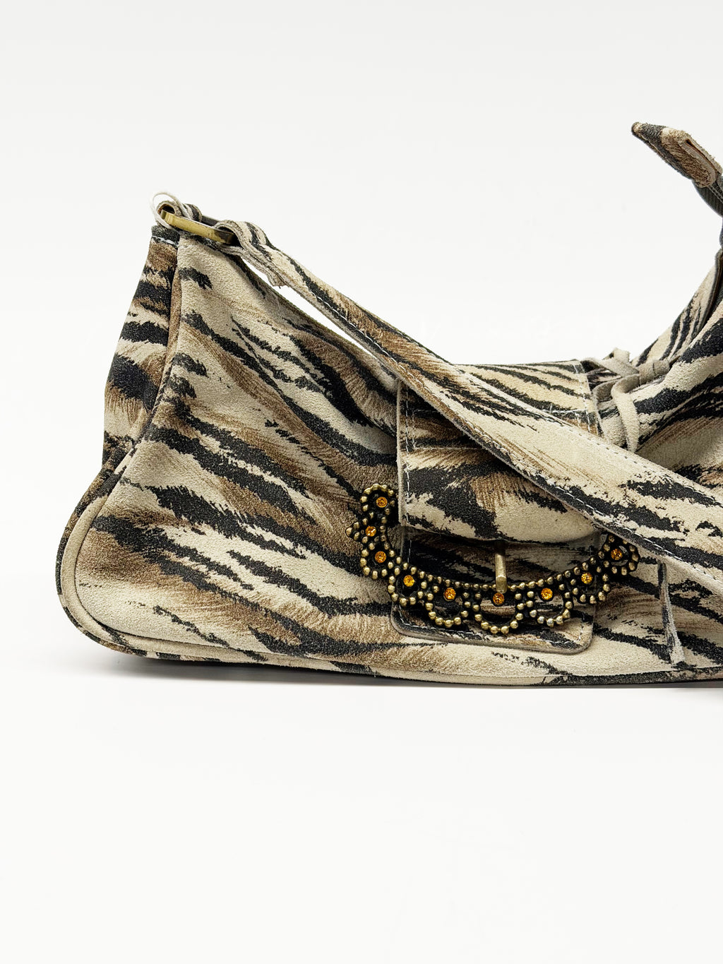 Roberto Cavalli Tiger Print Pony Hair Shoulder Bag