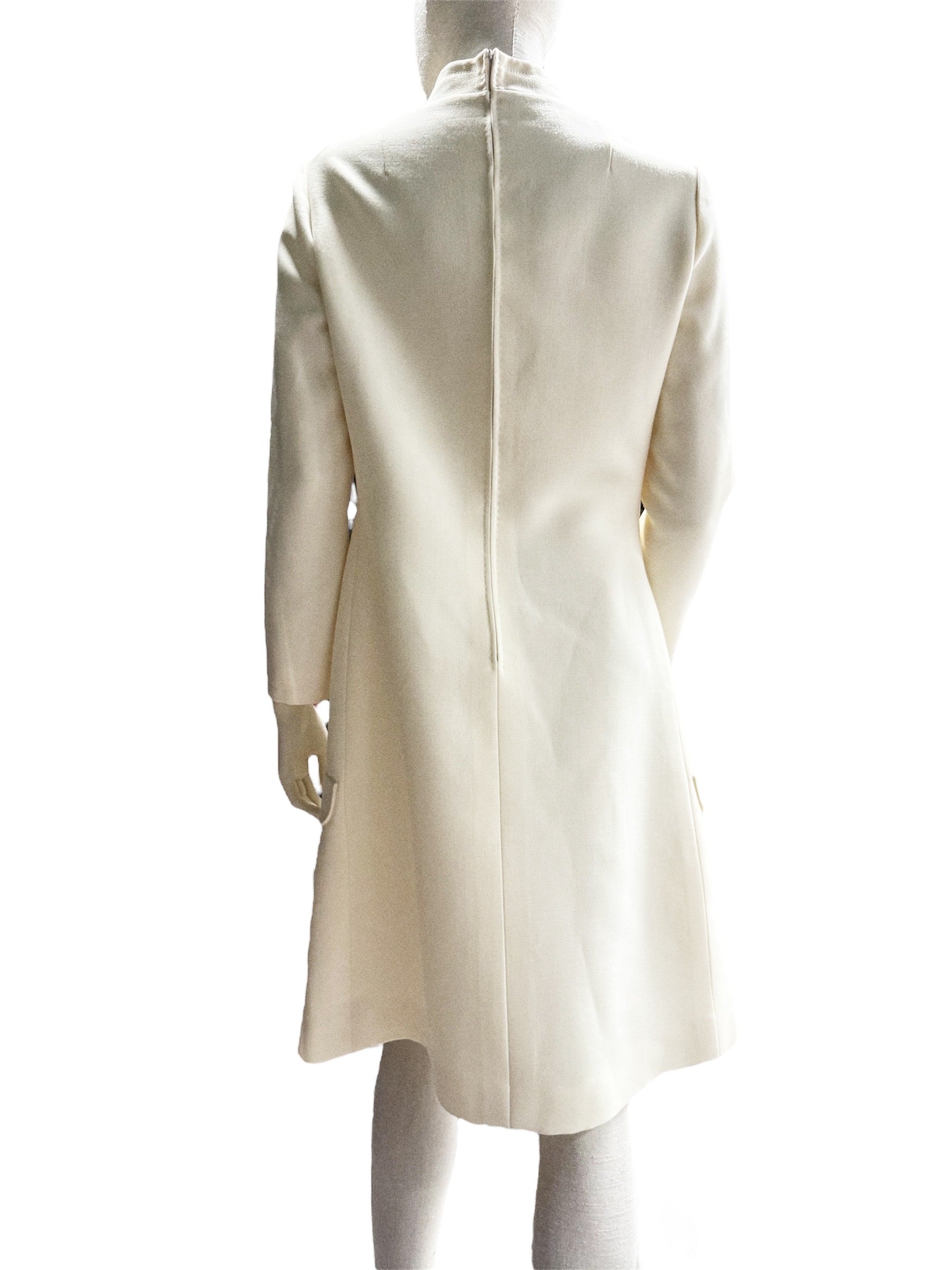 Vintage ALGО White A-Line Dress with Gold Buttons