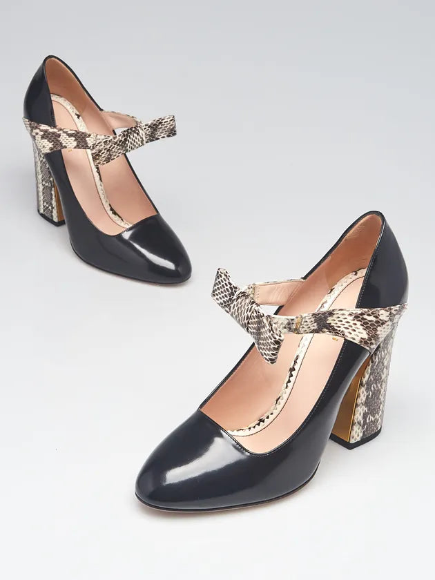 Gucci Nimue Python Bow Mary Jane Pumps