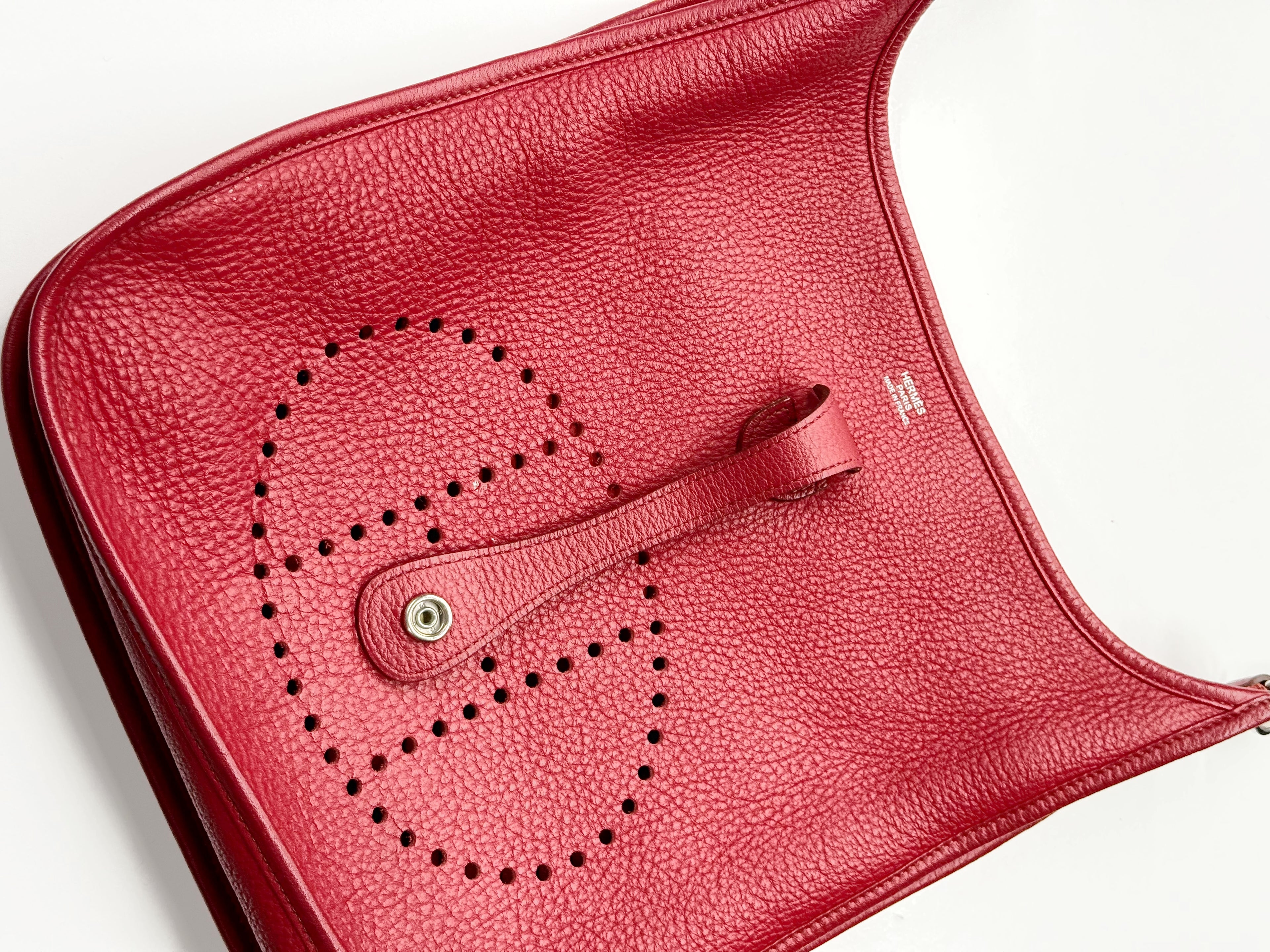Hermès Evelyne III PM Red Clemence Leather Crossbody Bag
