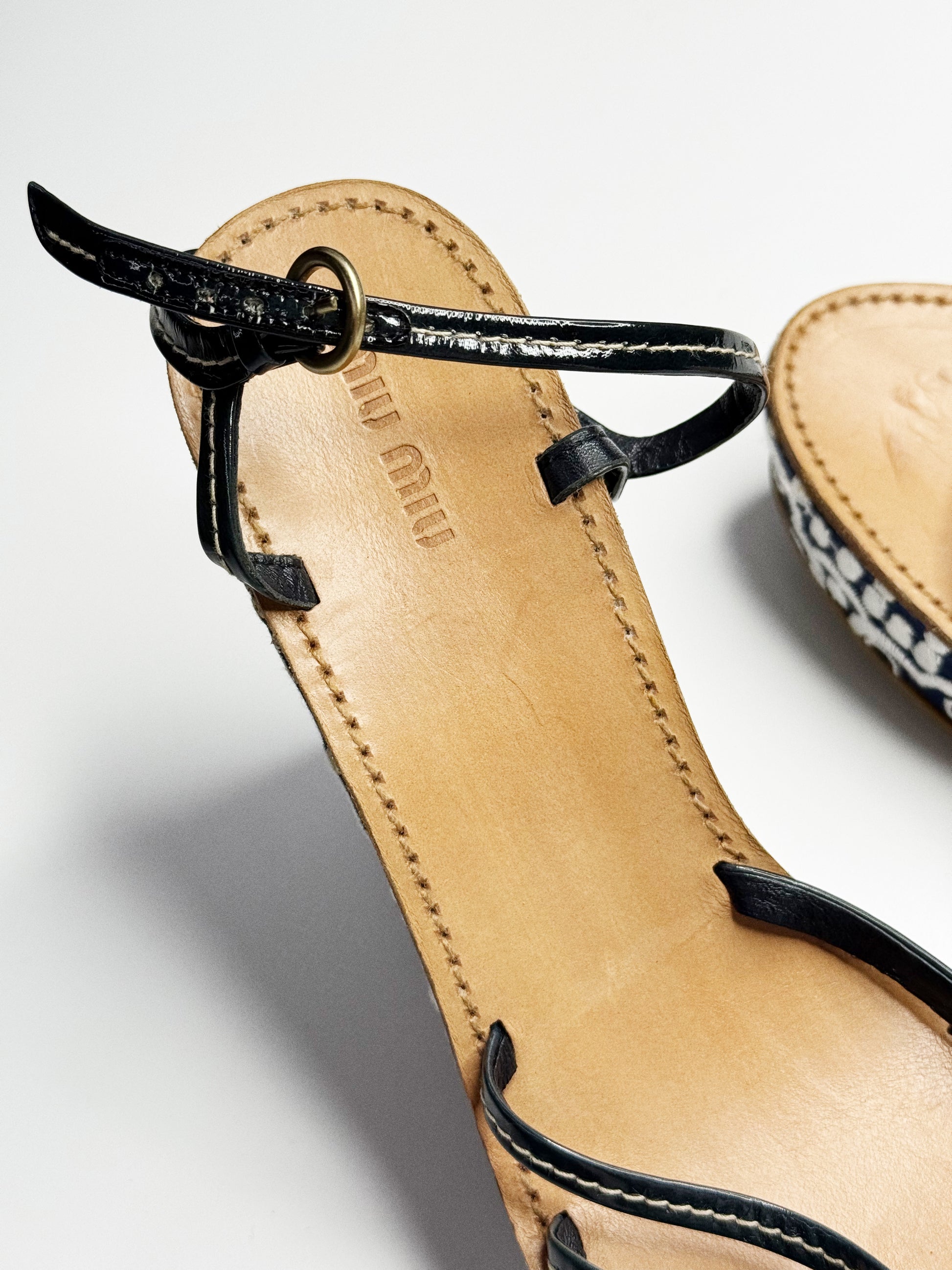 Miu Miu Embroidered Wedge Sandals