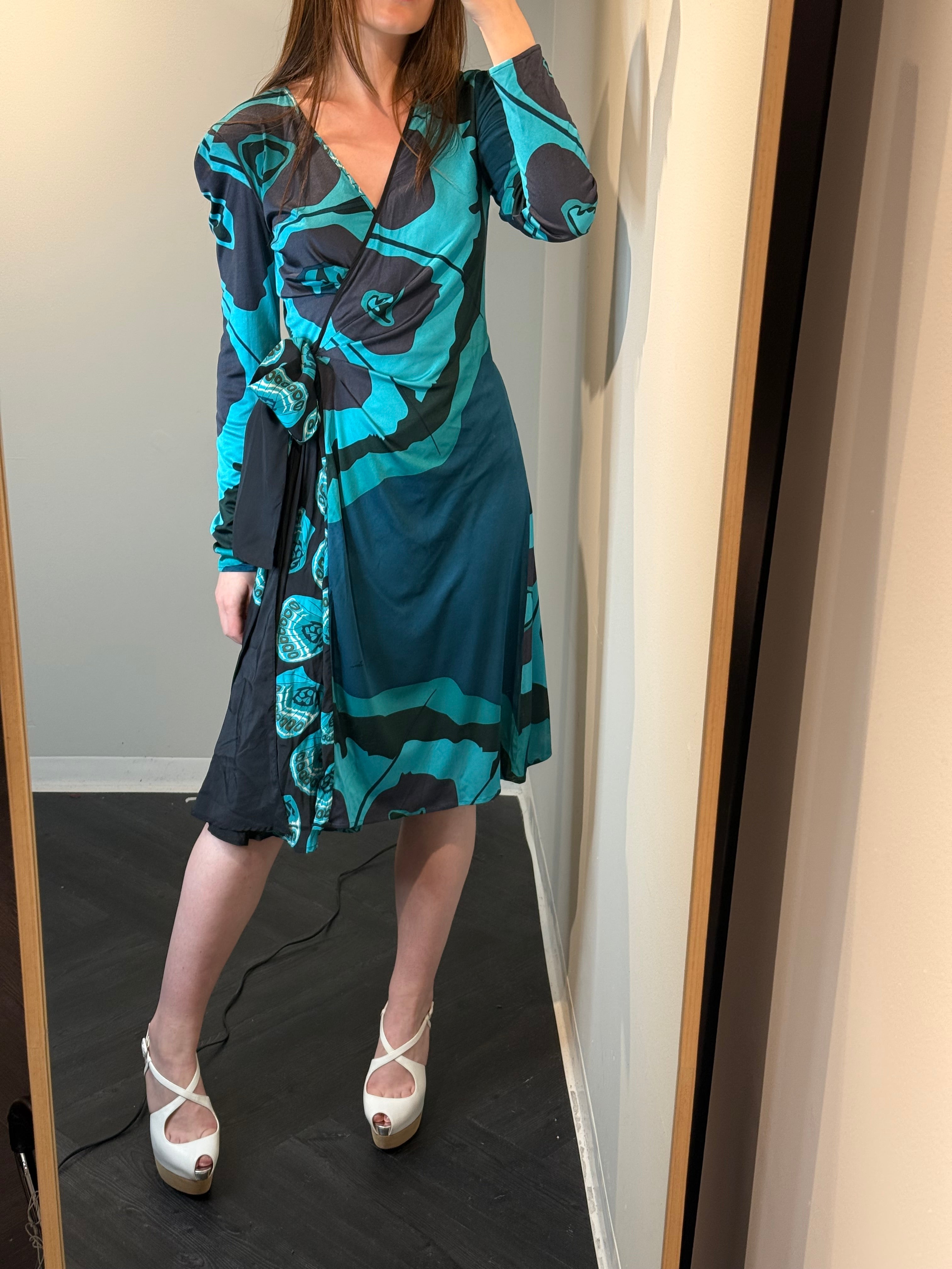 Silk Blue Wrap Dress
