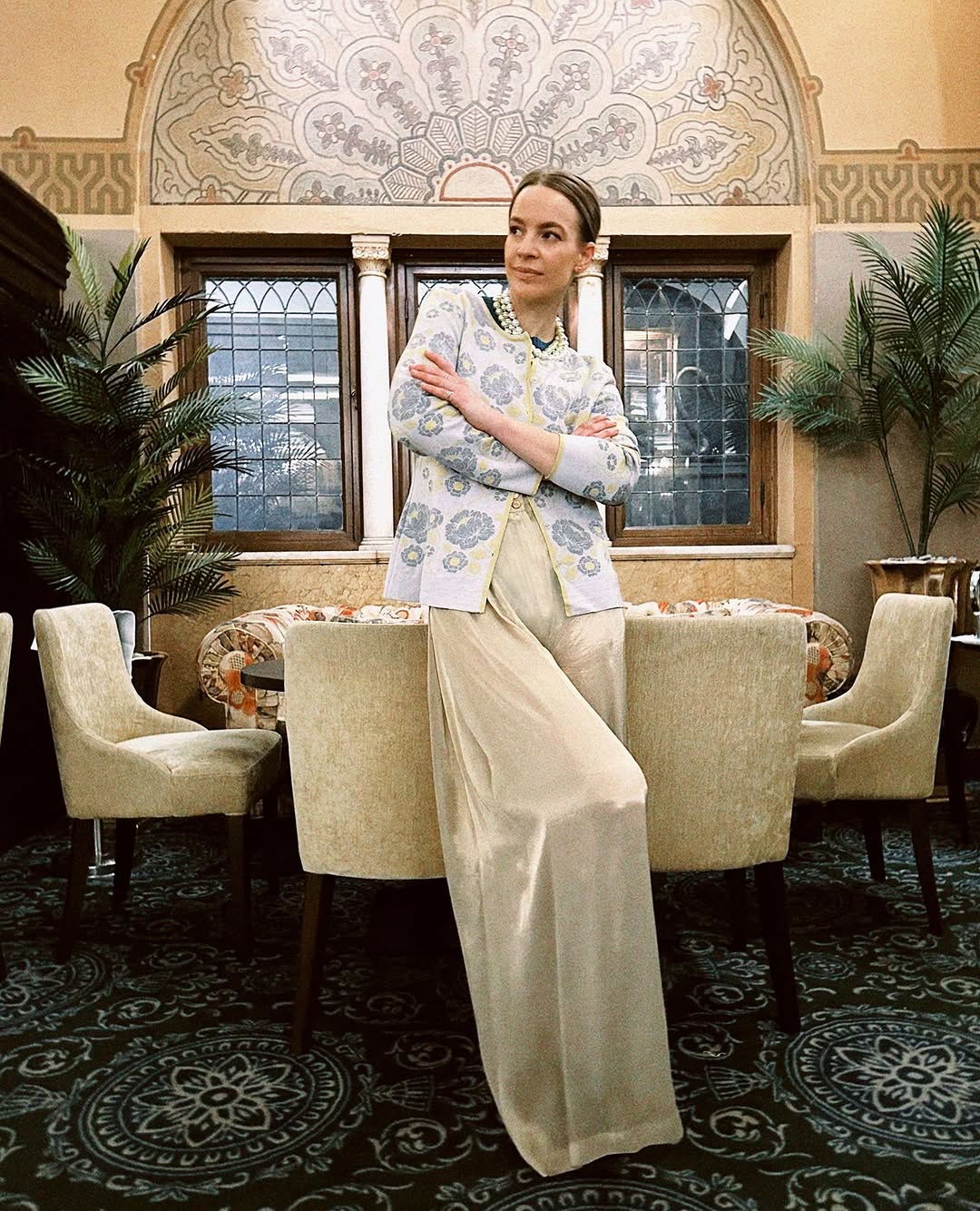 Vintage Yves Saint Laurent Gold Wide-Leg Trousers