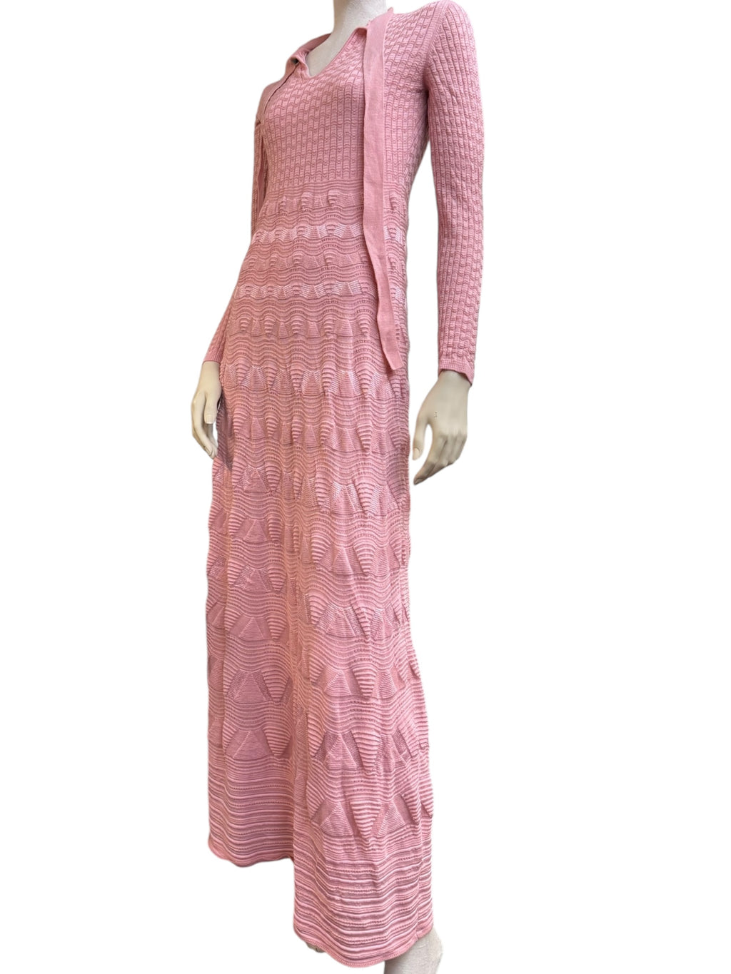 Missoni Pink Textured Knit Maxi Dress