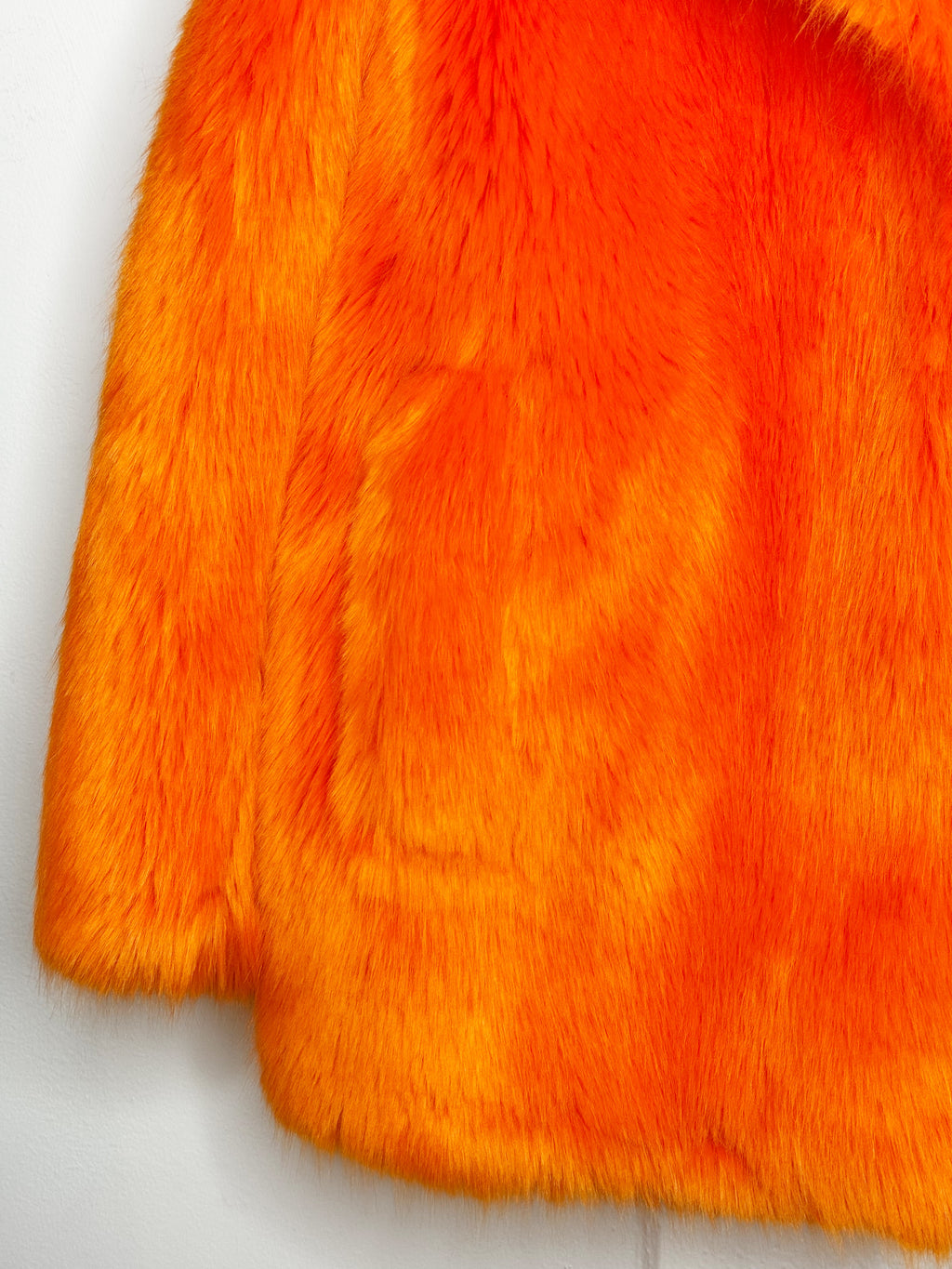 Diane von Furstenberg Faux Fur Coat in Tangerine - M