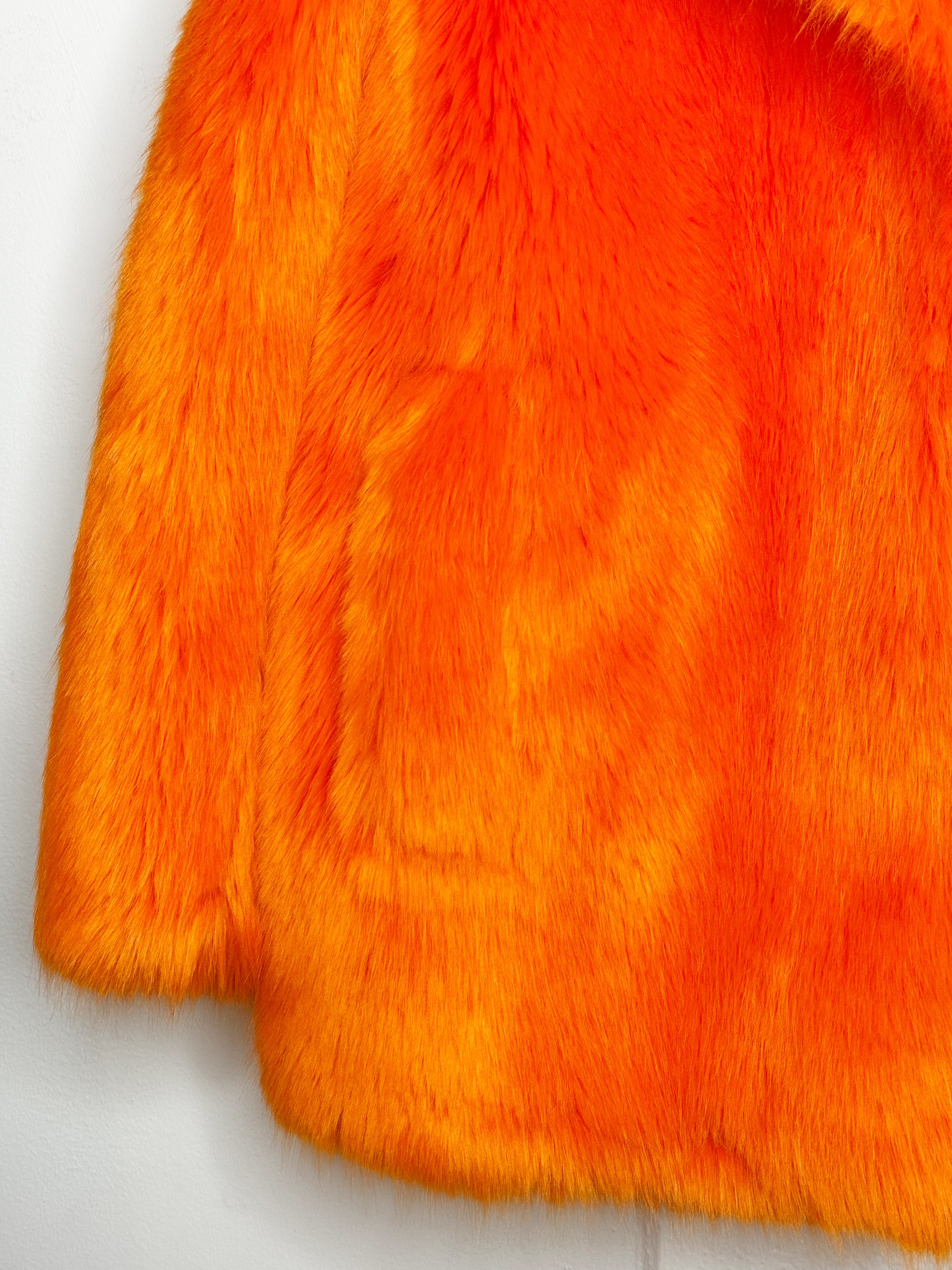 Diane von Furstenberg Faux Fur Coat in Tangerine - M