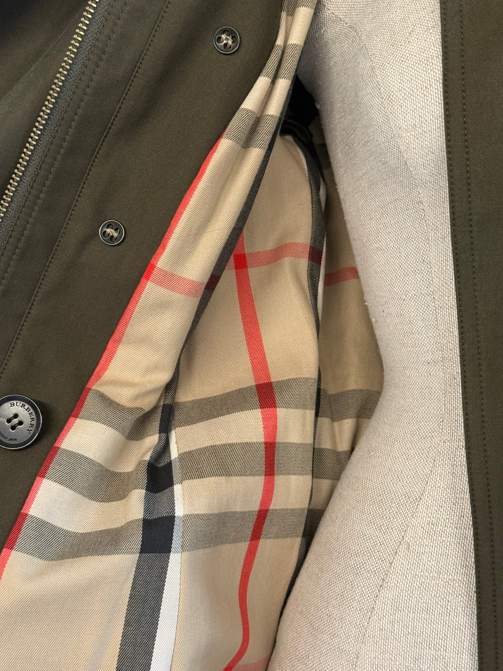 BURBERRY PRORSUM Olive Green Double-Breasted Trench Coat - EU 42