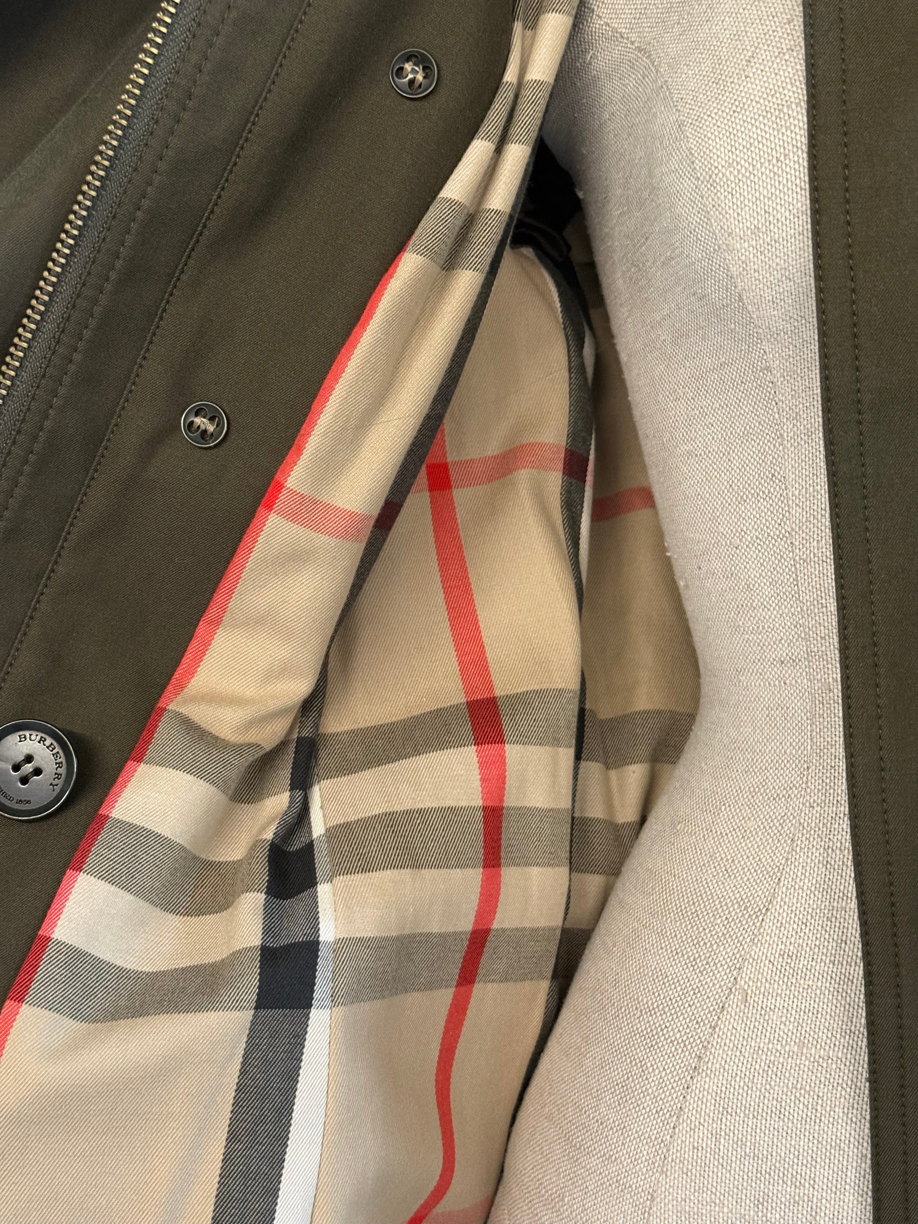 BURBERRY PRORSUM Olive Green Double-Breasted Trench Coat - EU 42