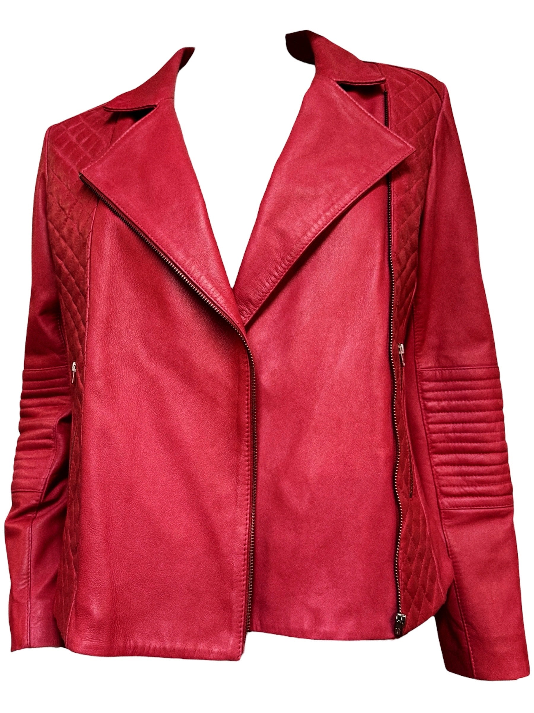 Pablo Gerard Darel Red Lamb Leather Jacket