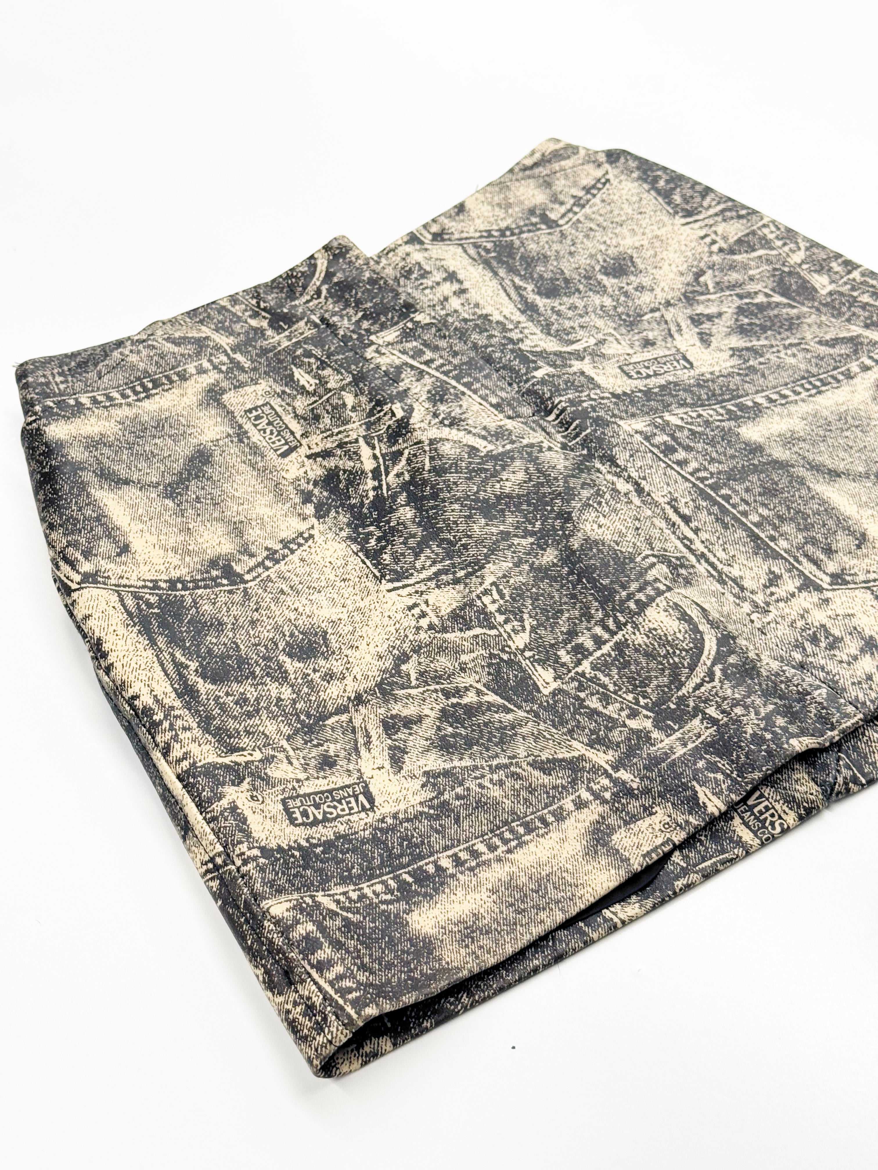 Vintage Versace Jeans Couture Leather Mini Skirt